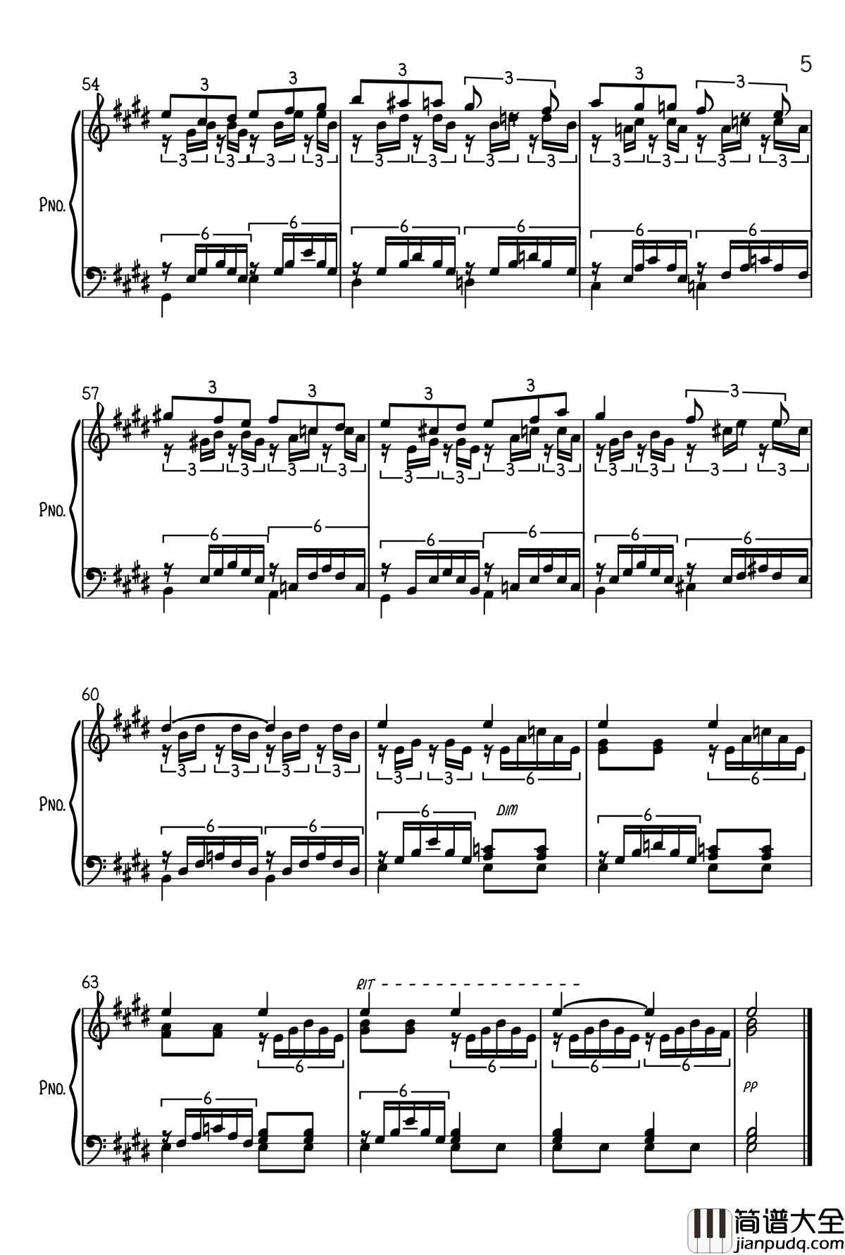 Water钢琴谱_杨文韬