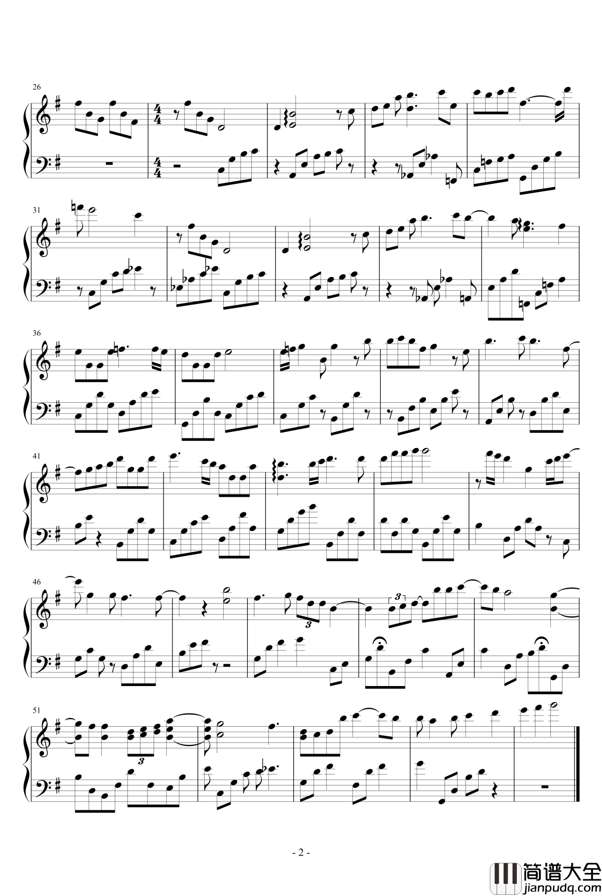 雪夜之空钢琴谱_付冬波