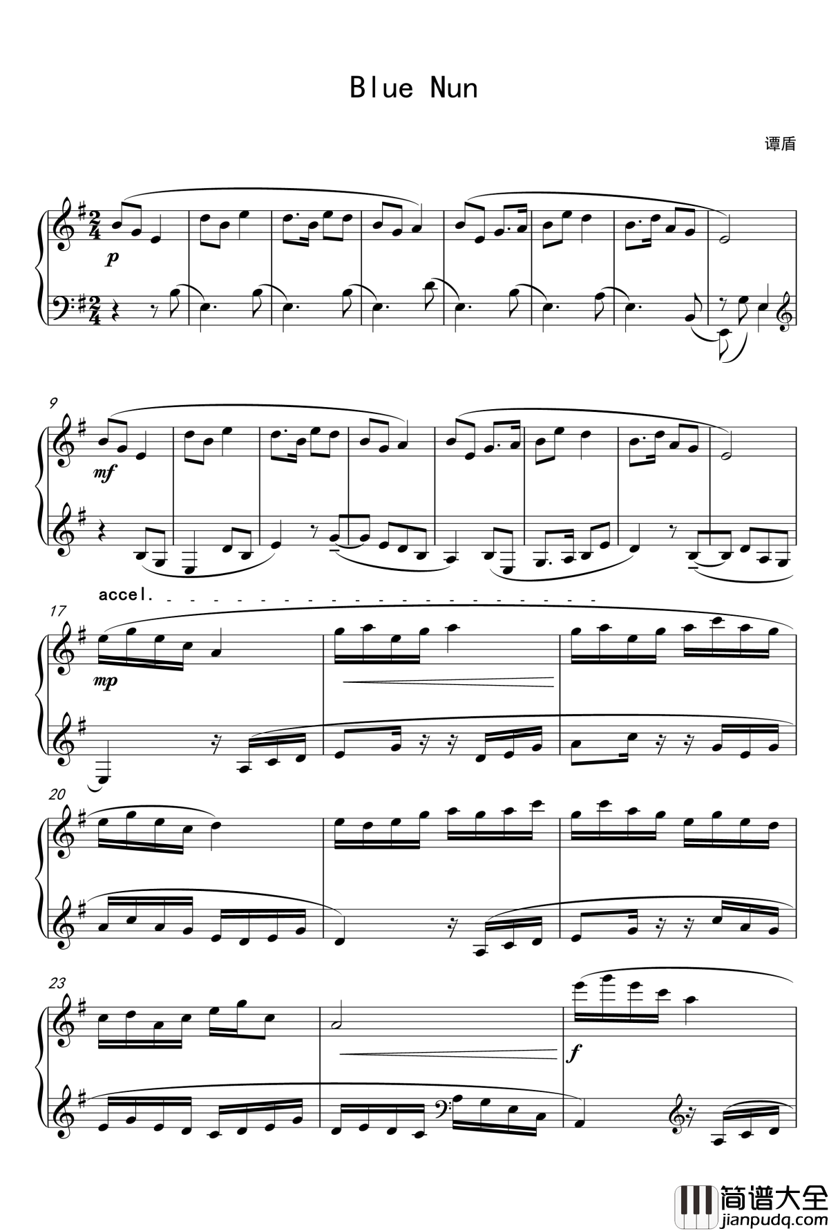 Blue_Nun钢琴谱_谭盾