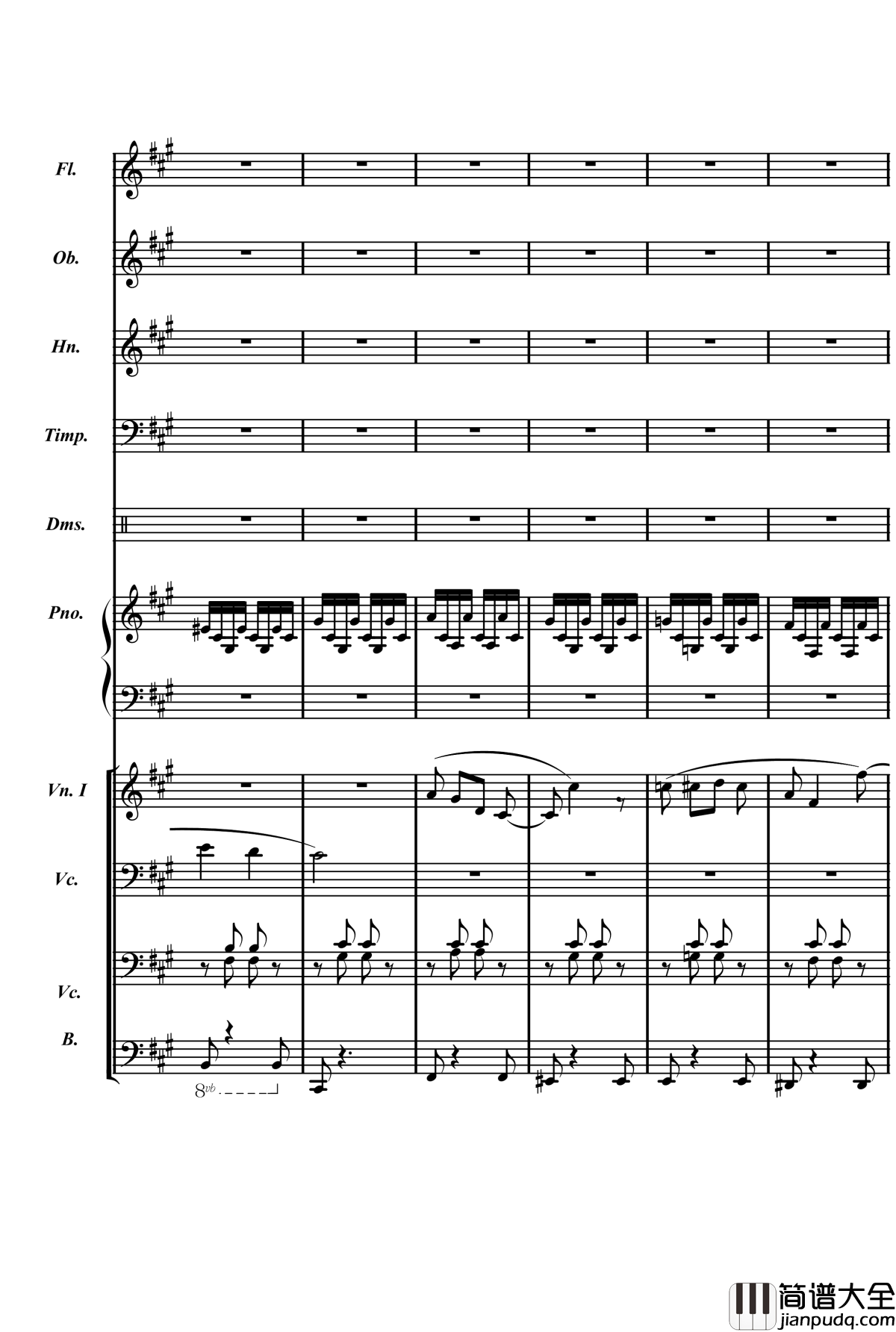 梦境飞逝钢琴谱_总谱_庸才