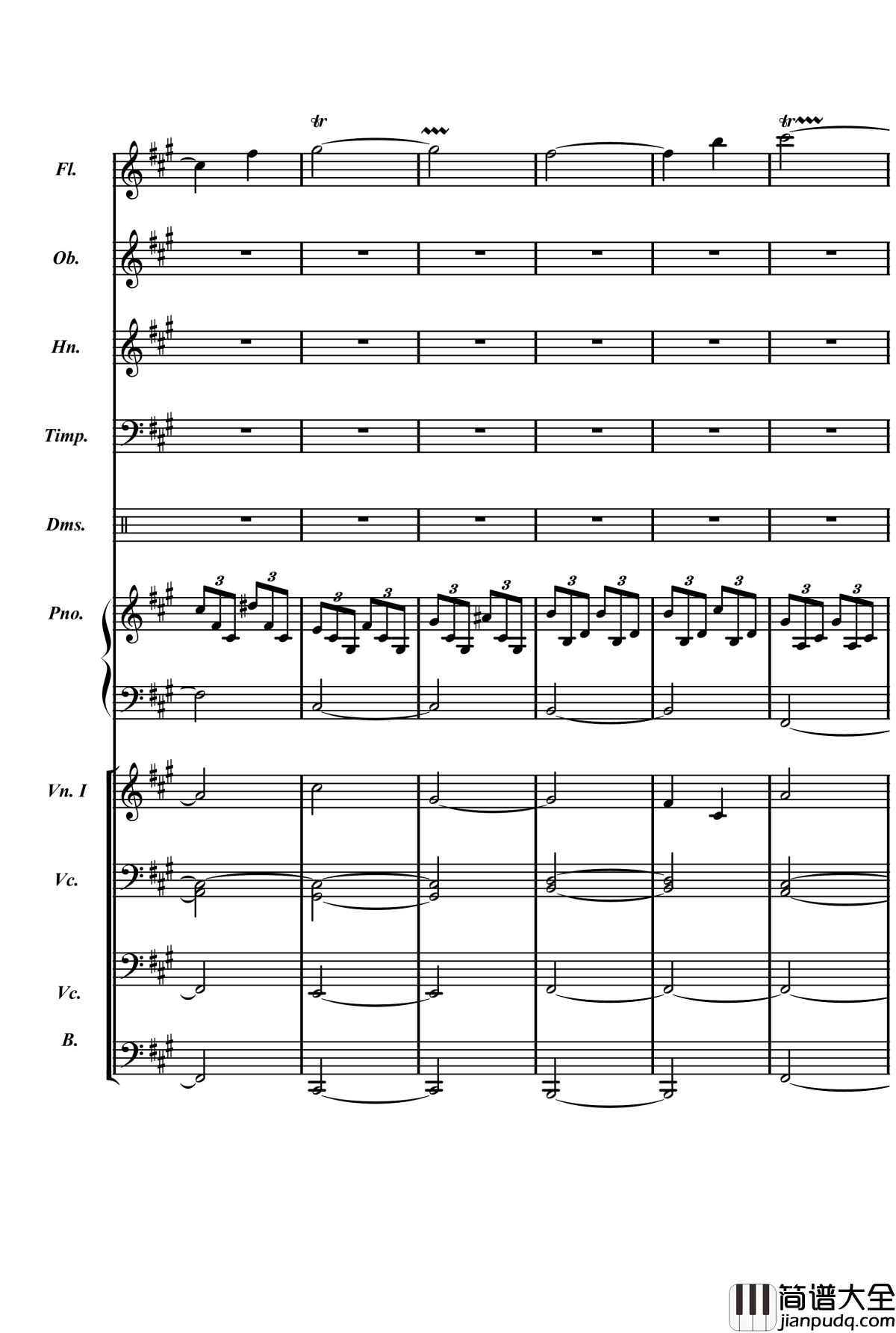 梦境飞逝钢琴谱_总谱_庸才