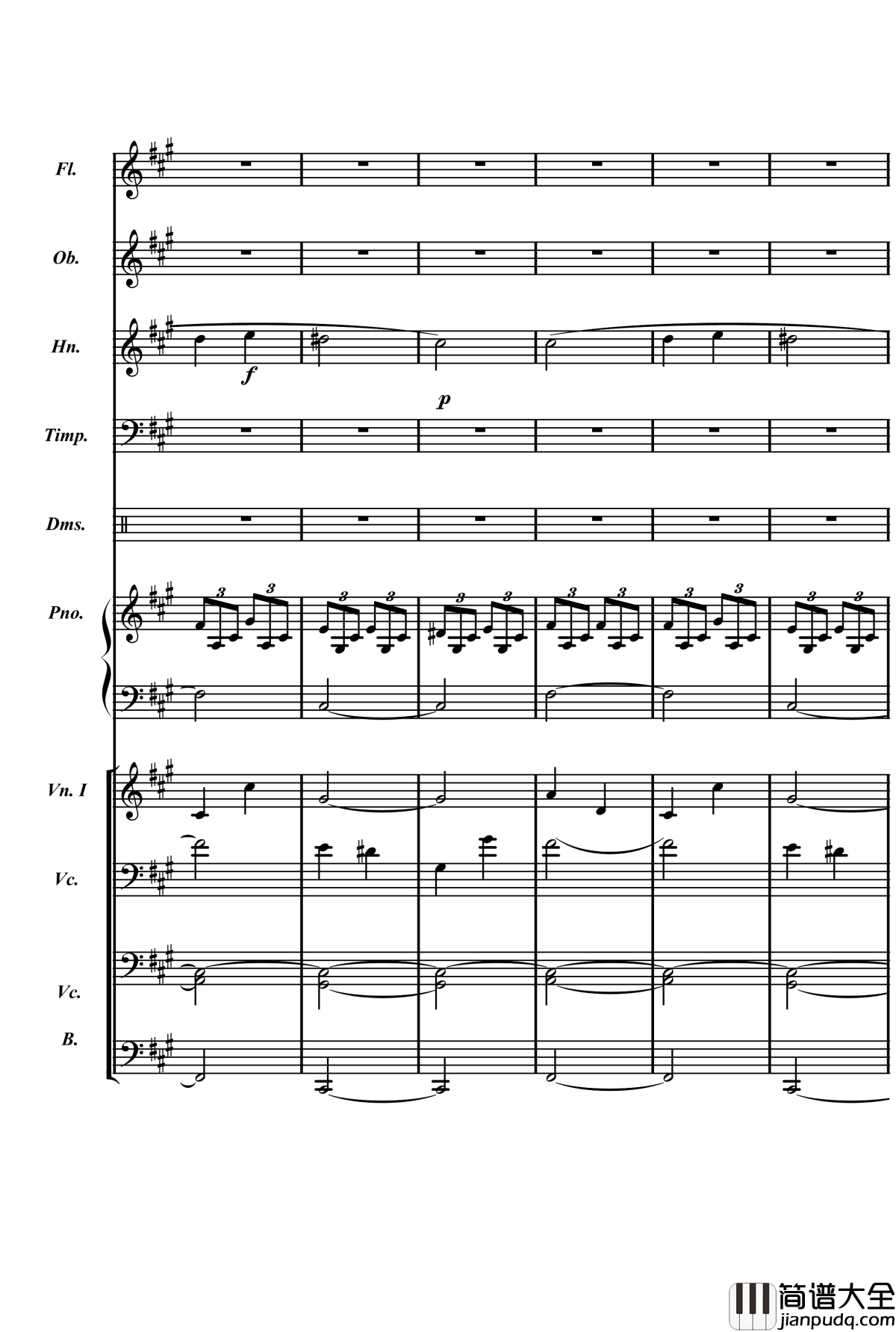 梦境飞逝钢琴谱_总谱_庸才