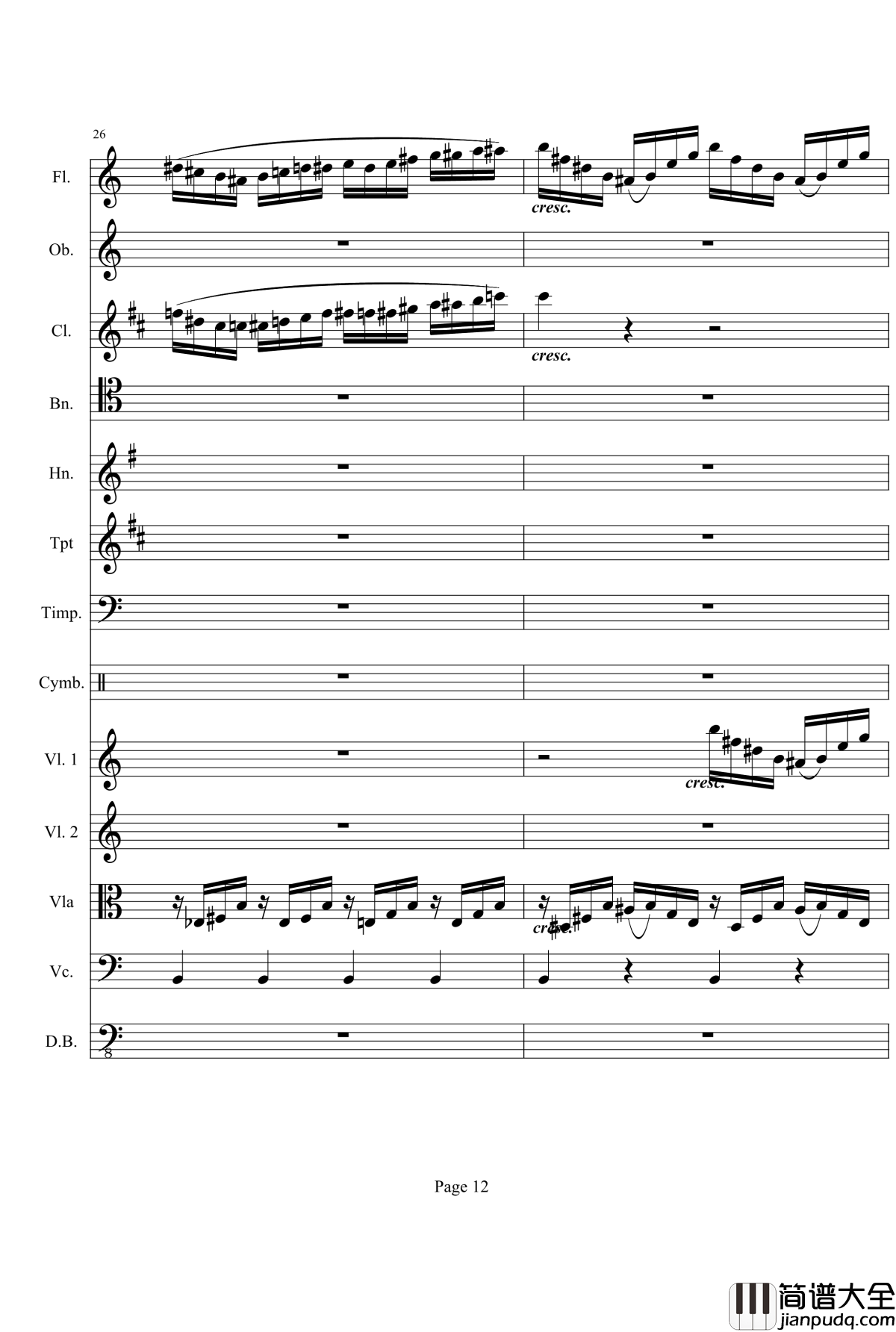 奏鸣曲之交响钢琴谱_第21首_Ⅰ_贝多芬_beethoven