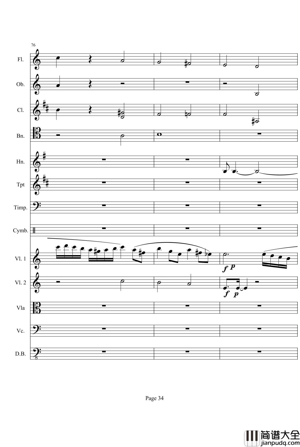 奏鸣曲之交响钢琴谱_第21首_Ⅰ_贝多芬_beethoven