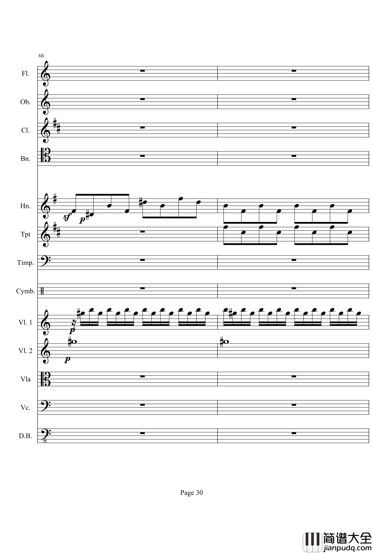 奏鸣曲之交响钢琴谱_第21首_Ⅰ_贝多芬_beethoven