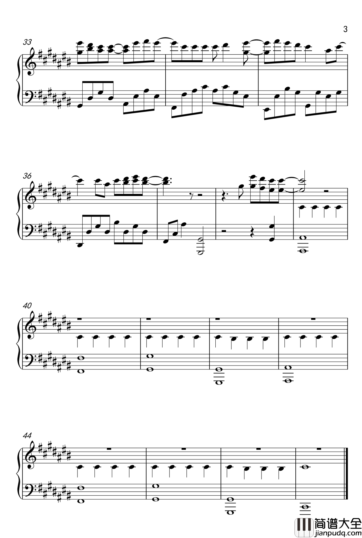 让我留在你身边钢琴谱_电影__摆渡人_主题曲