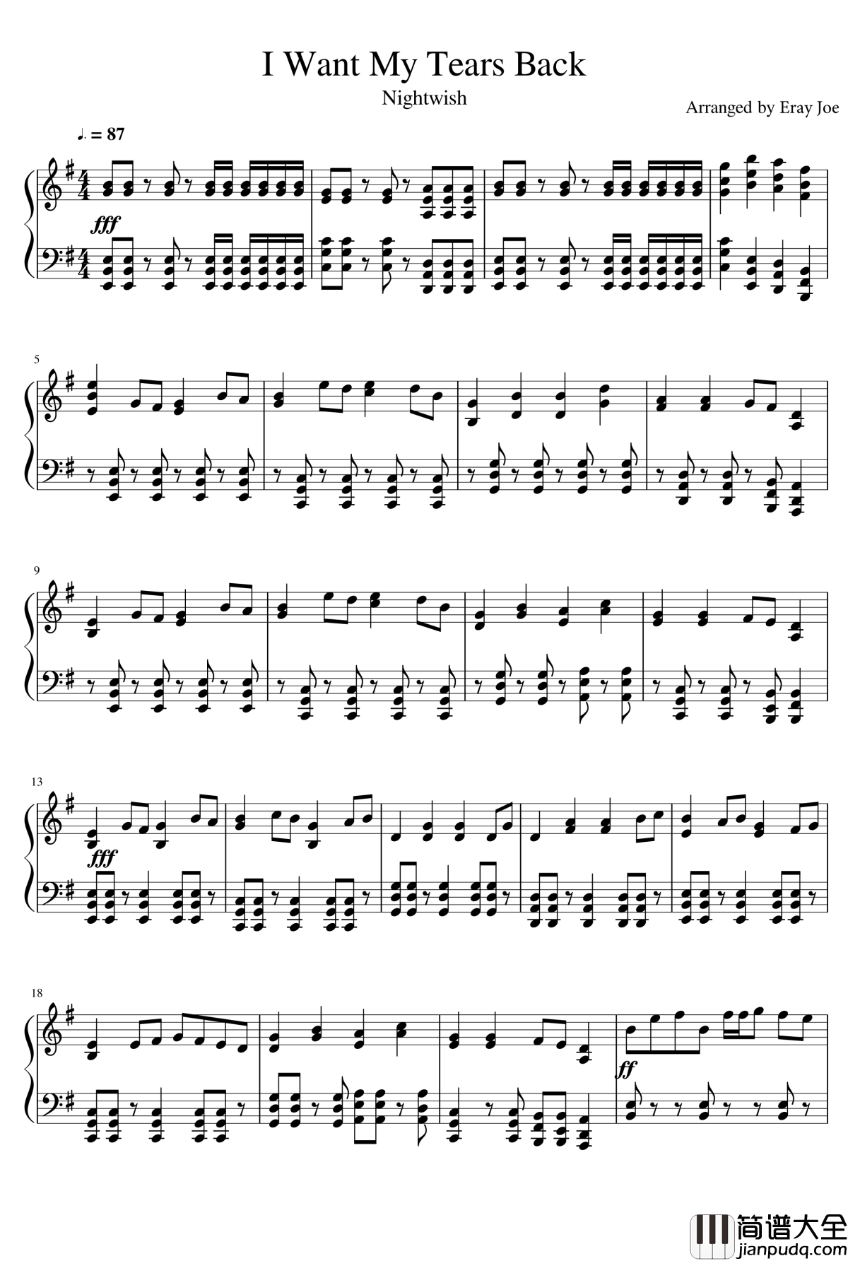 I_Want_My_Tears_Back钢琴谱_Nightwish_夜愿