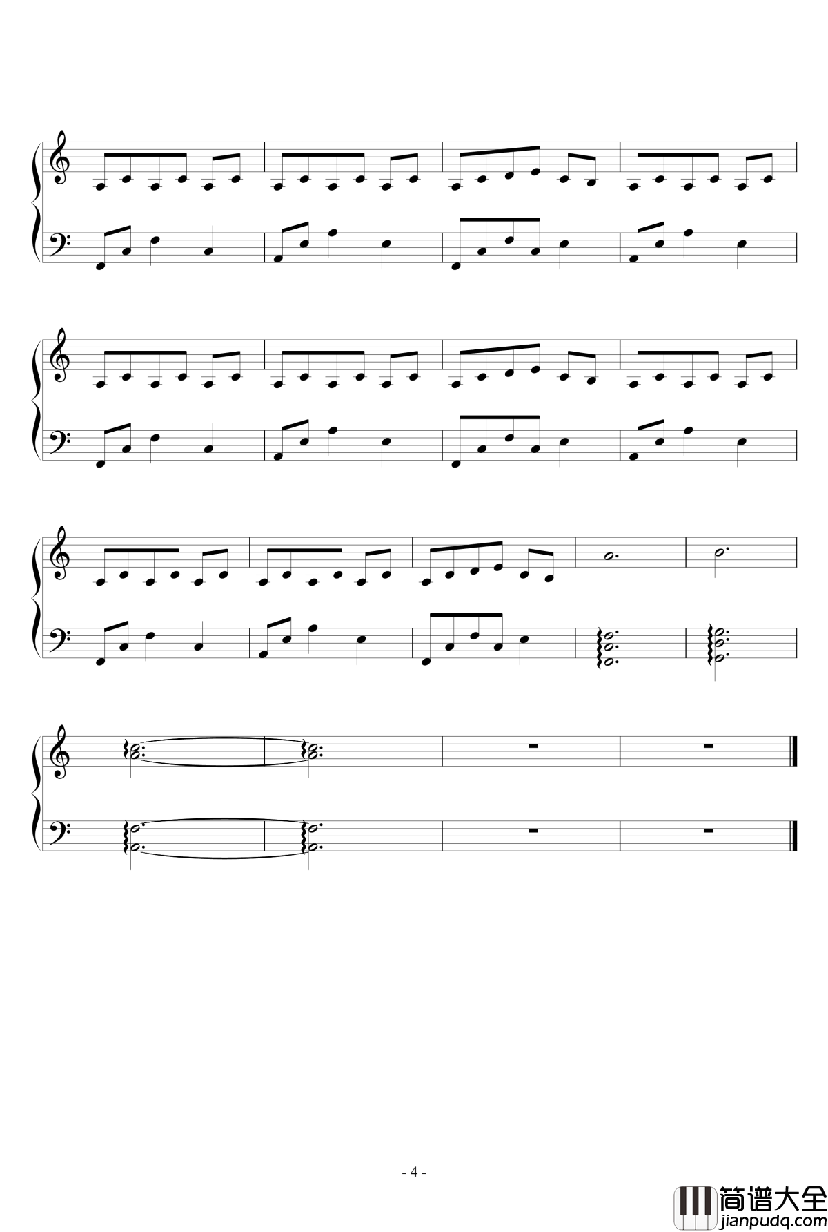 驻足的宁静钢琴谱__Peaceful_Stagnation_跳舞的线_穿越迷雾ttf