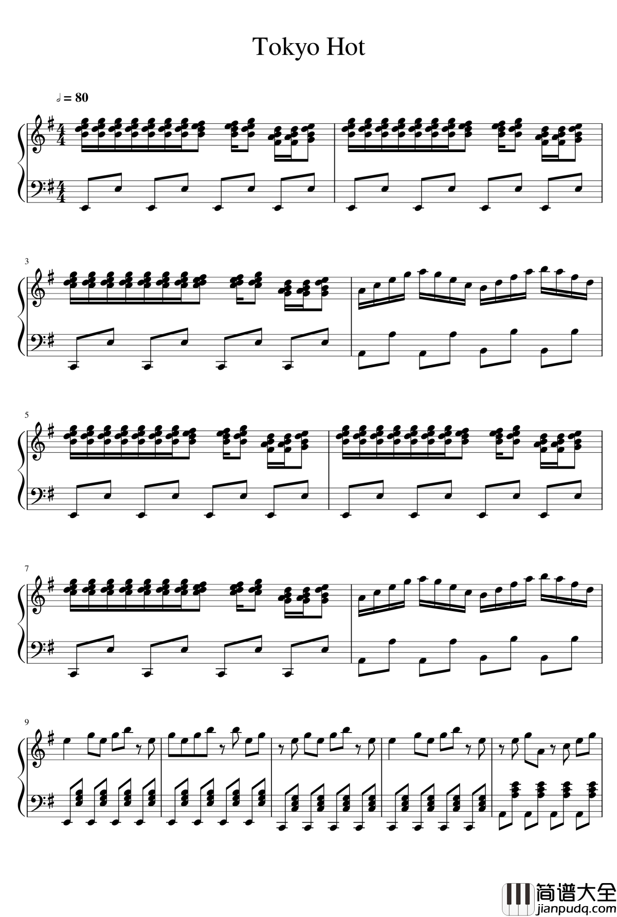 Tokyo_Hot钢琴谱_tokyo_hot