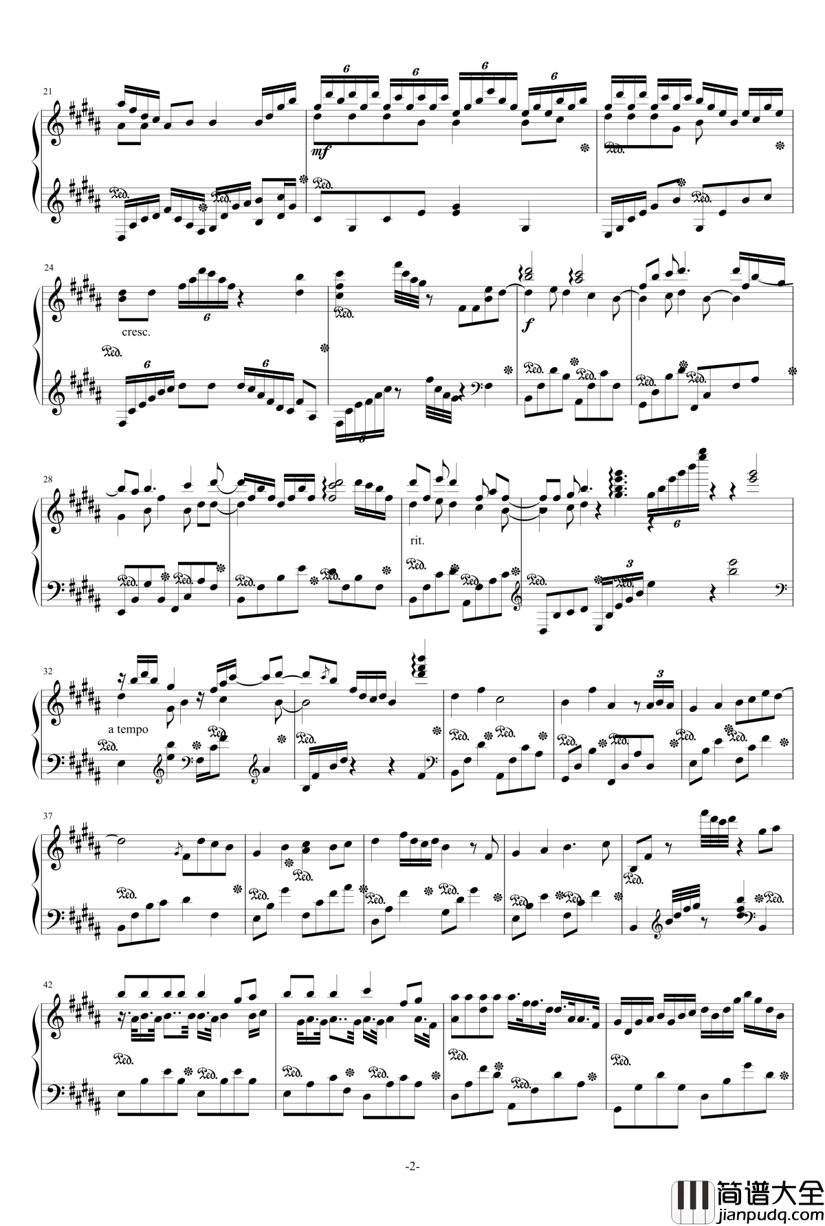 告白气球_华丽幻想曲_周杰伦_钢琴谱