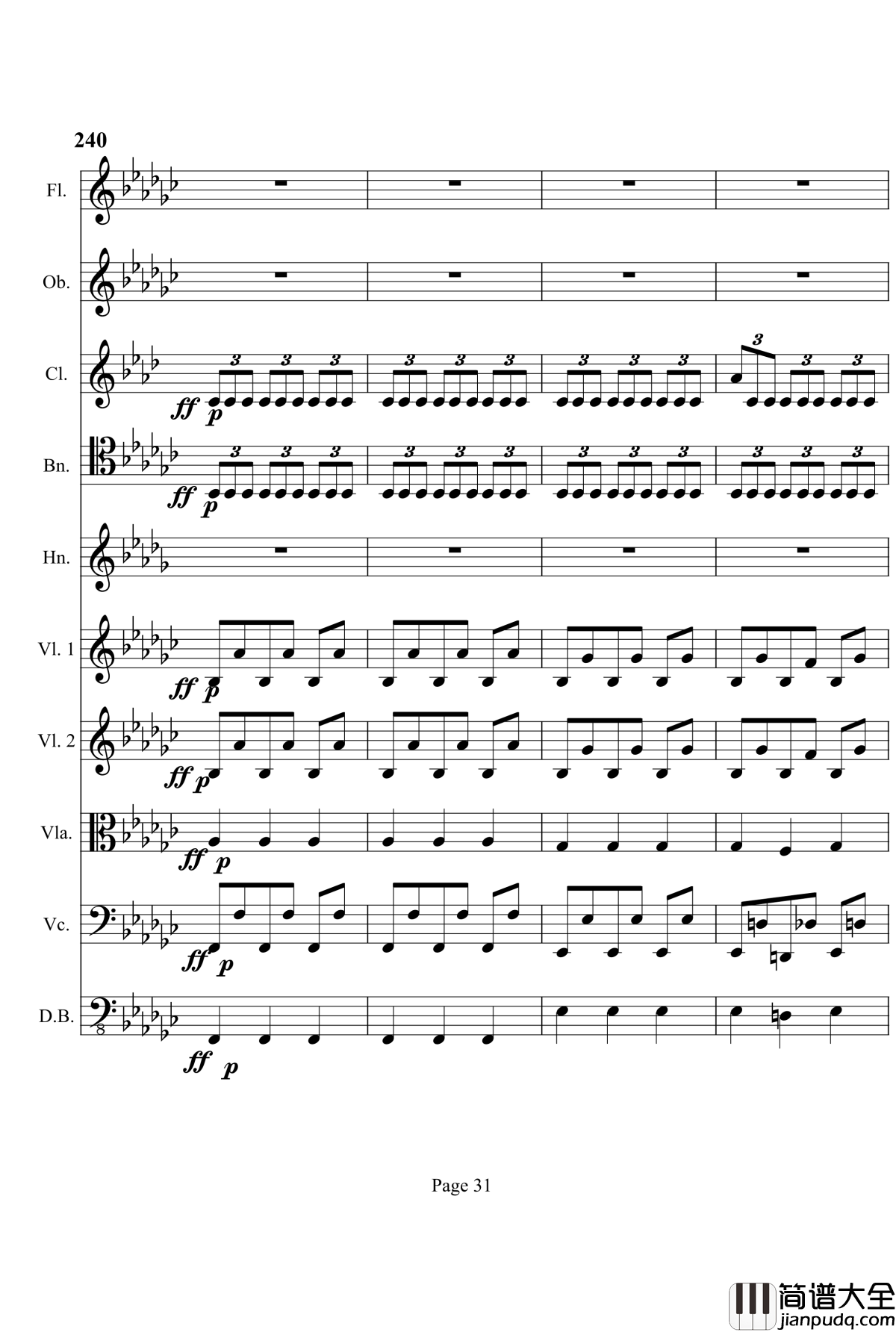 奏鸣曲之交响钢琴谱_第4首_Ⅲ_贝多芬_beethoven