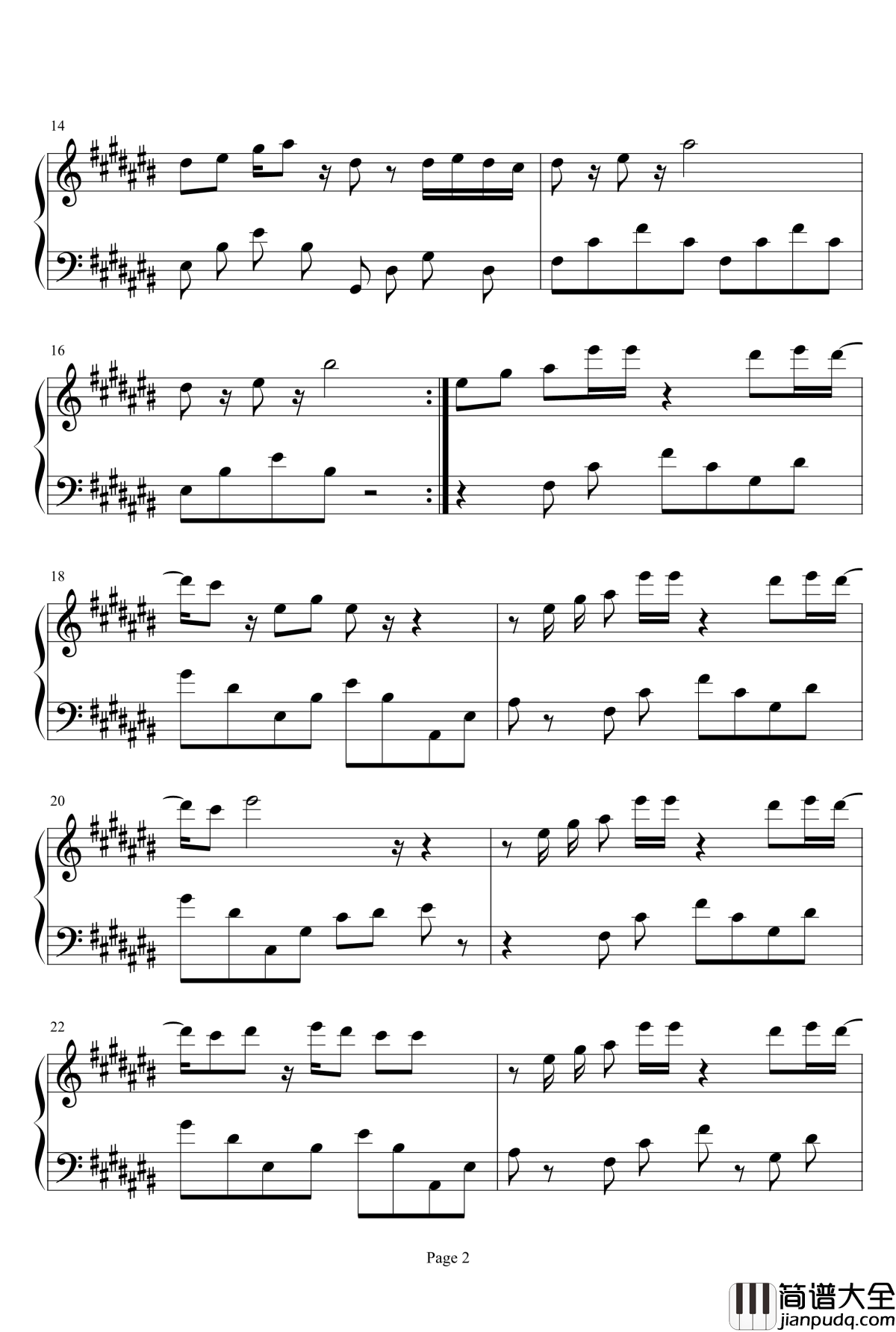 独活钢琴谱_炎亚伦