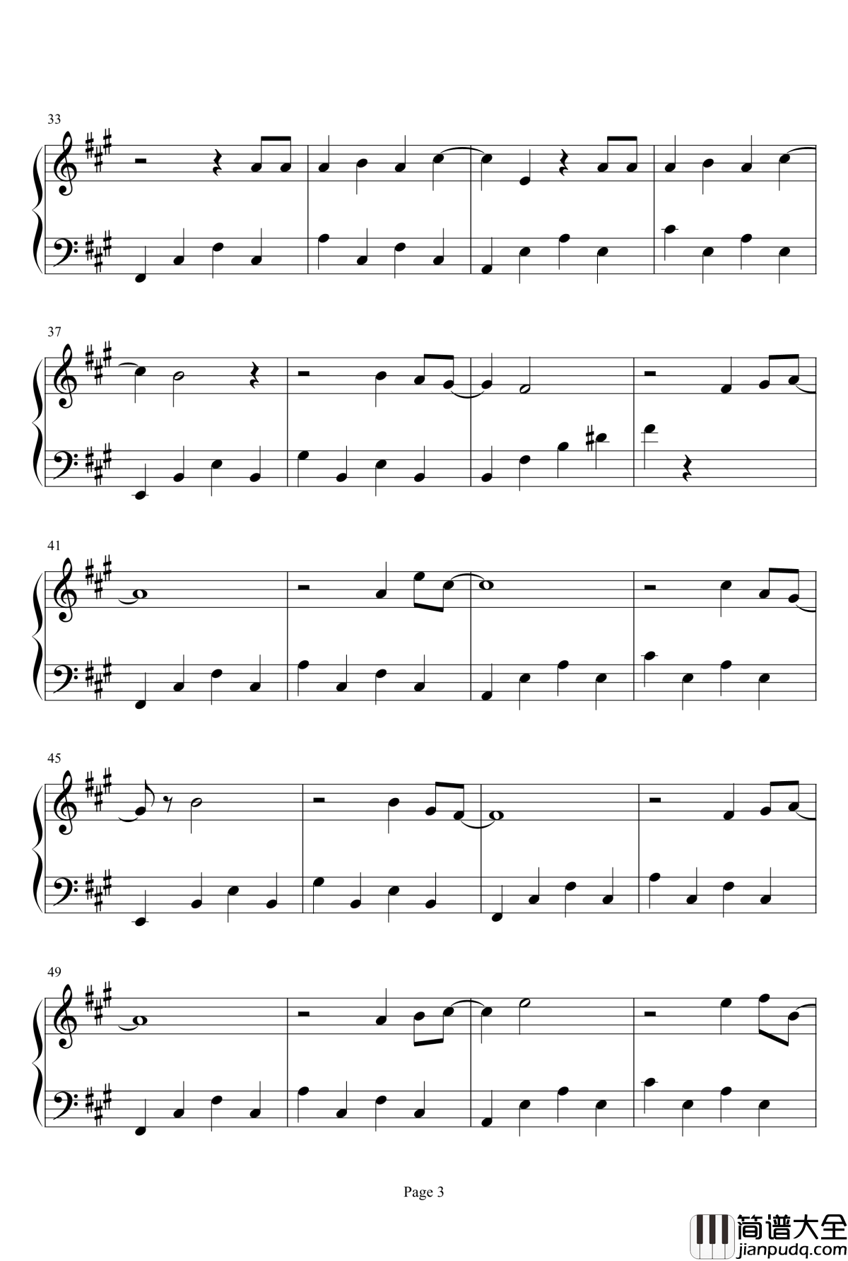 当归钢琴谱_周惠