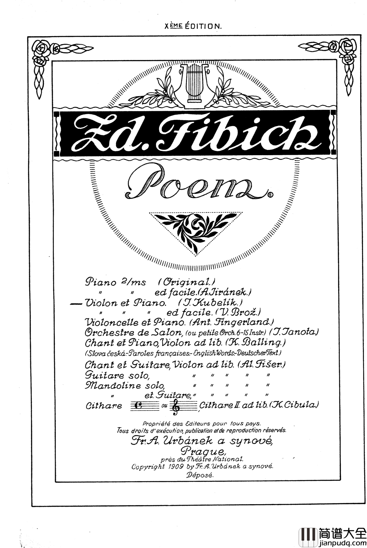 音诗_Op.39钢琴谱_菲比赫_钢琴与小提琴