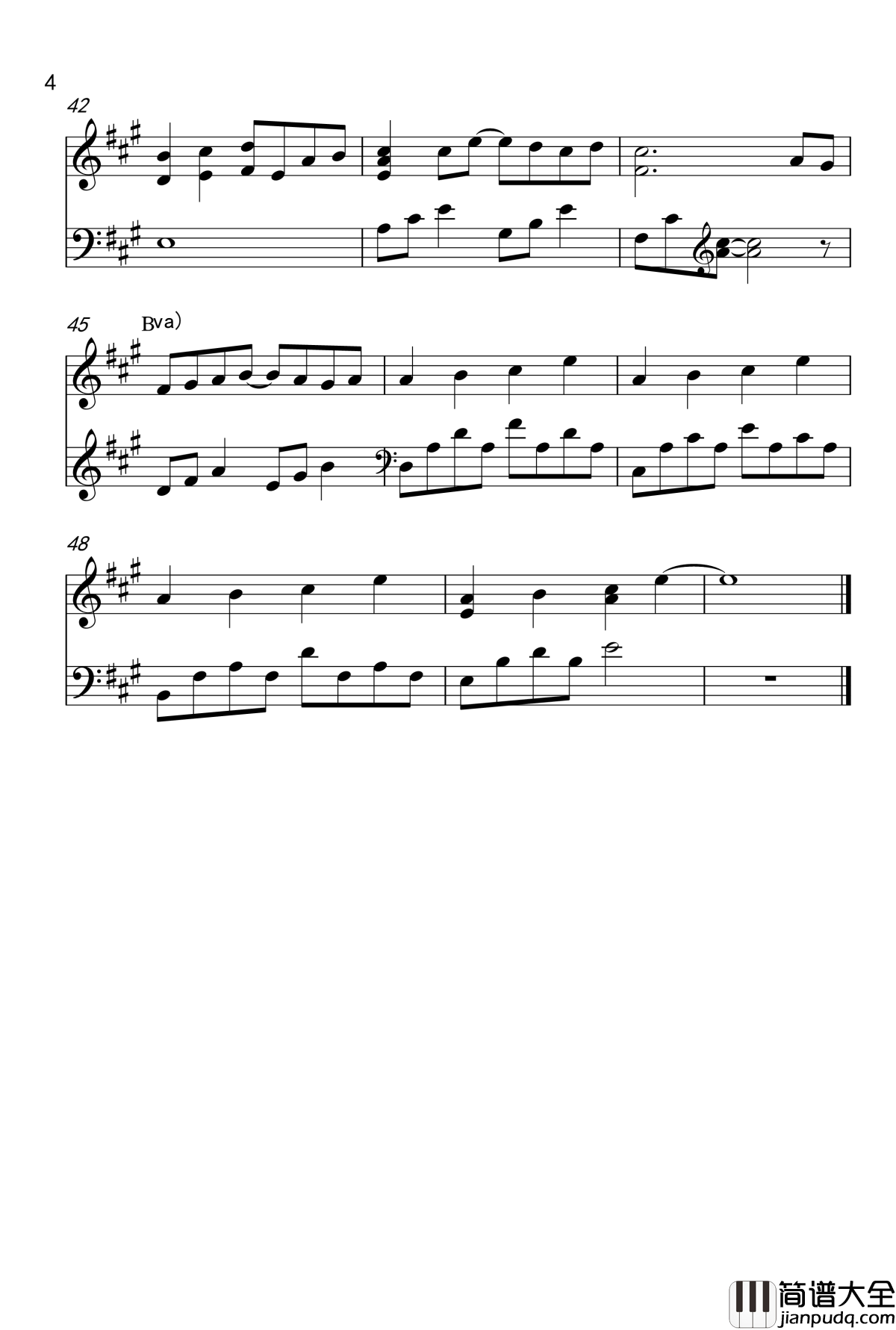 忘了牵手钢琴谱_牛奶@咖啡