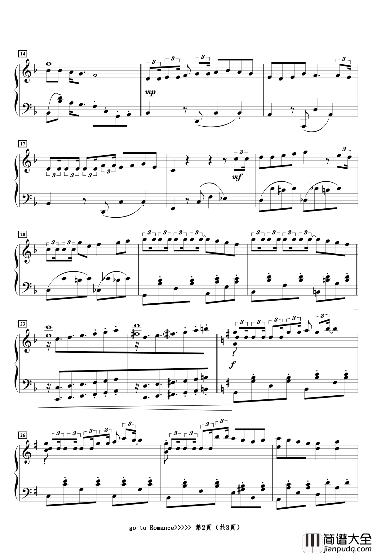 go_to_Romance钢琴谱_乌菈菈迷路帖ED