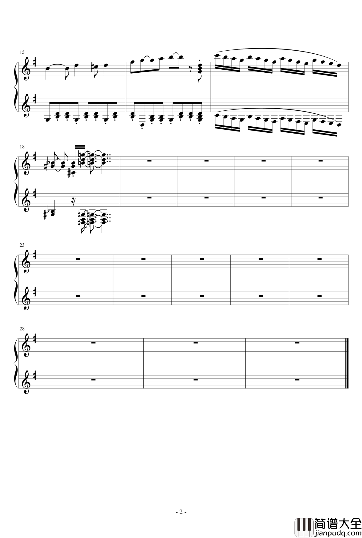 G大调练习曲第一乐章钢琴谱_幻战