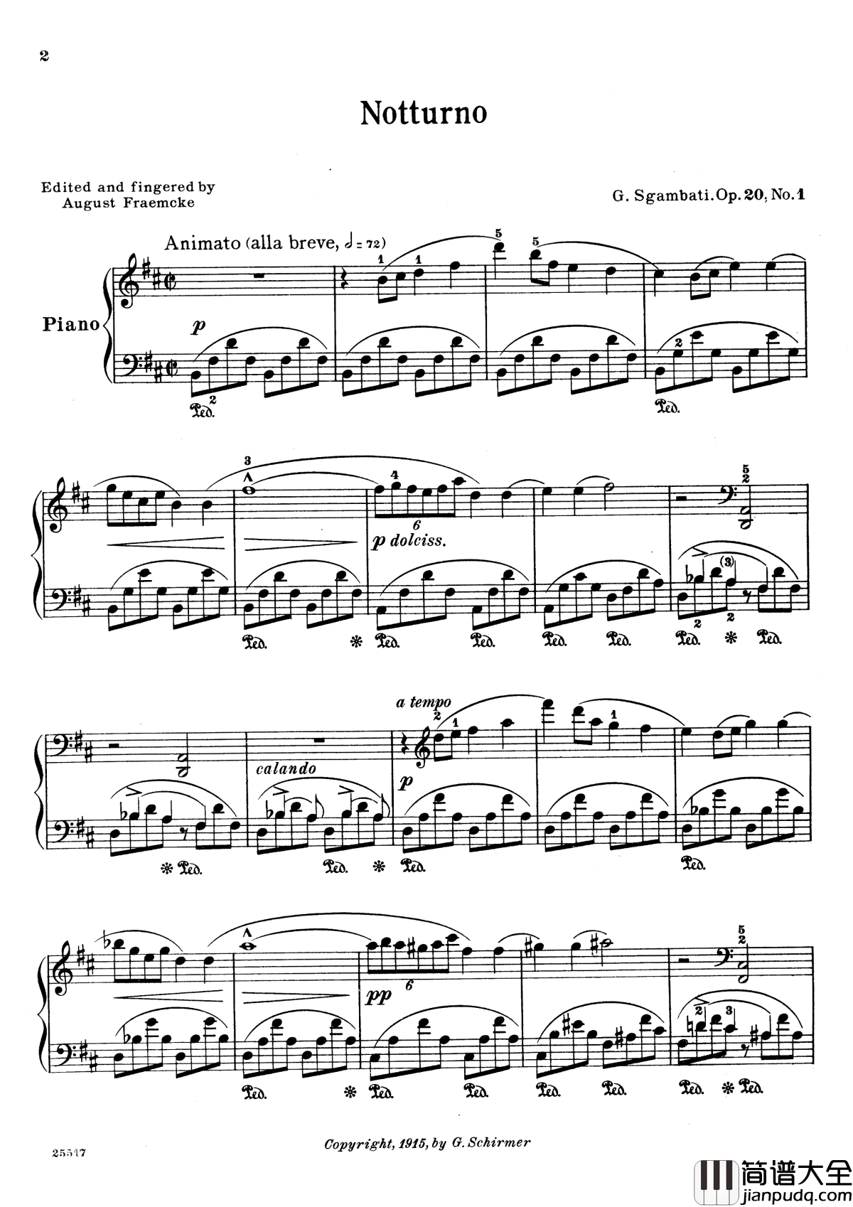 b小调夜曲Op.20No.1钢琴谱_斯甘巴蒂