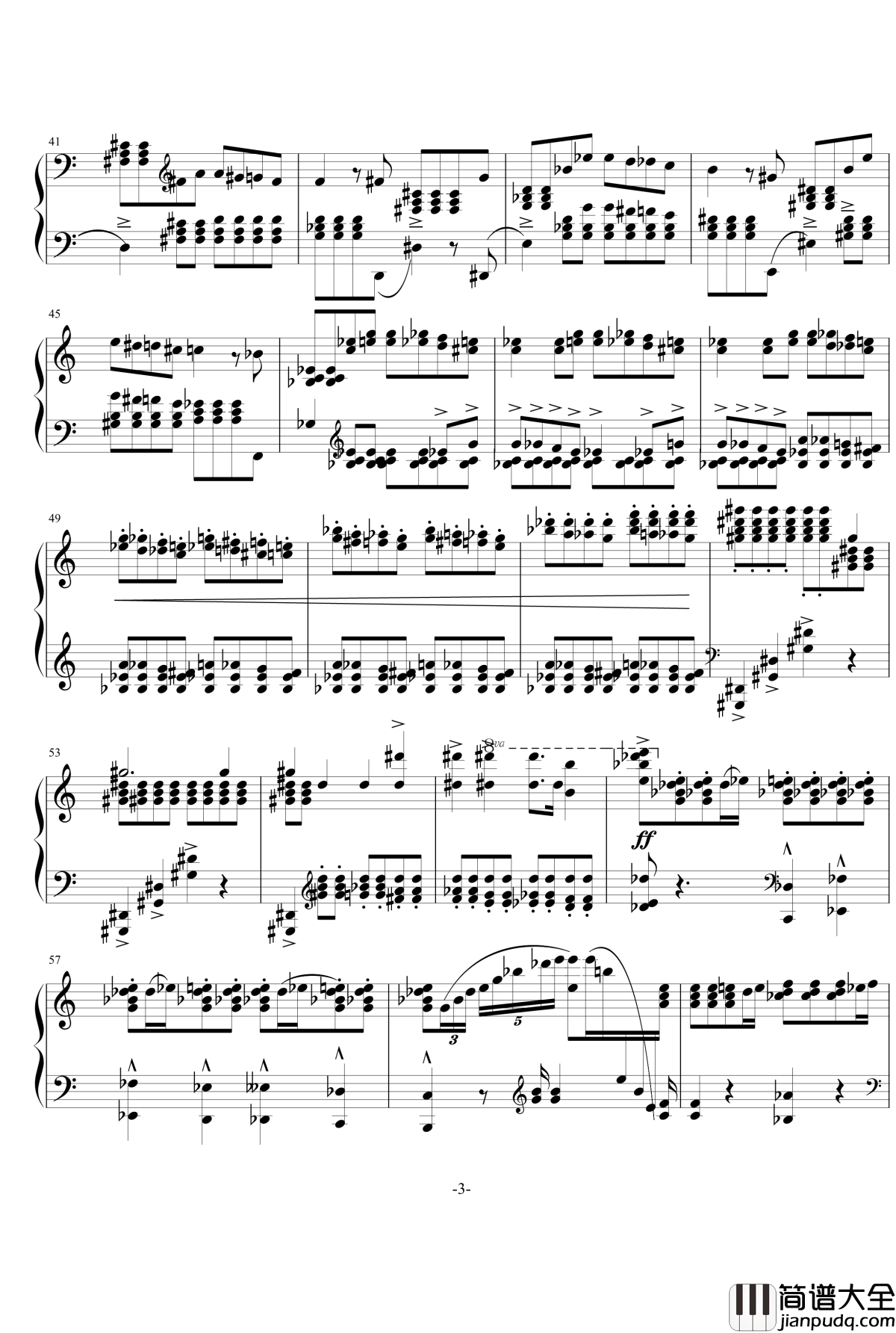 普罗科菲耶夫四首小品之四：魔鬼的诱惑钢琴谱_普罗科非耶夫