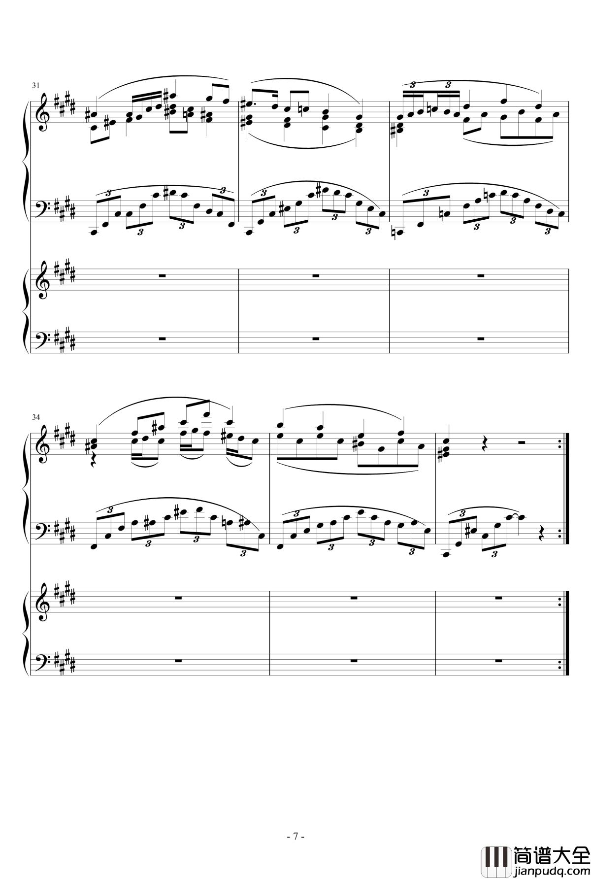 小温狂想曲2.9钢琴谱_一个球