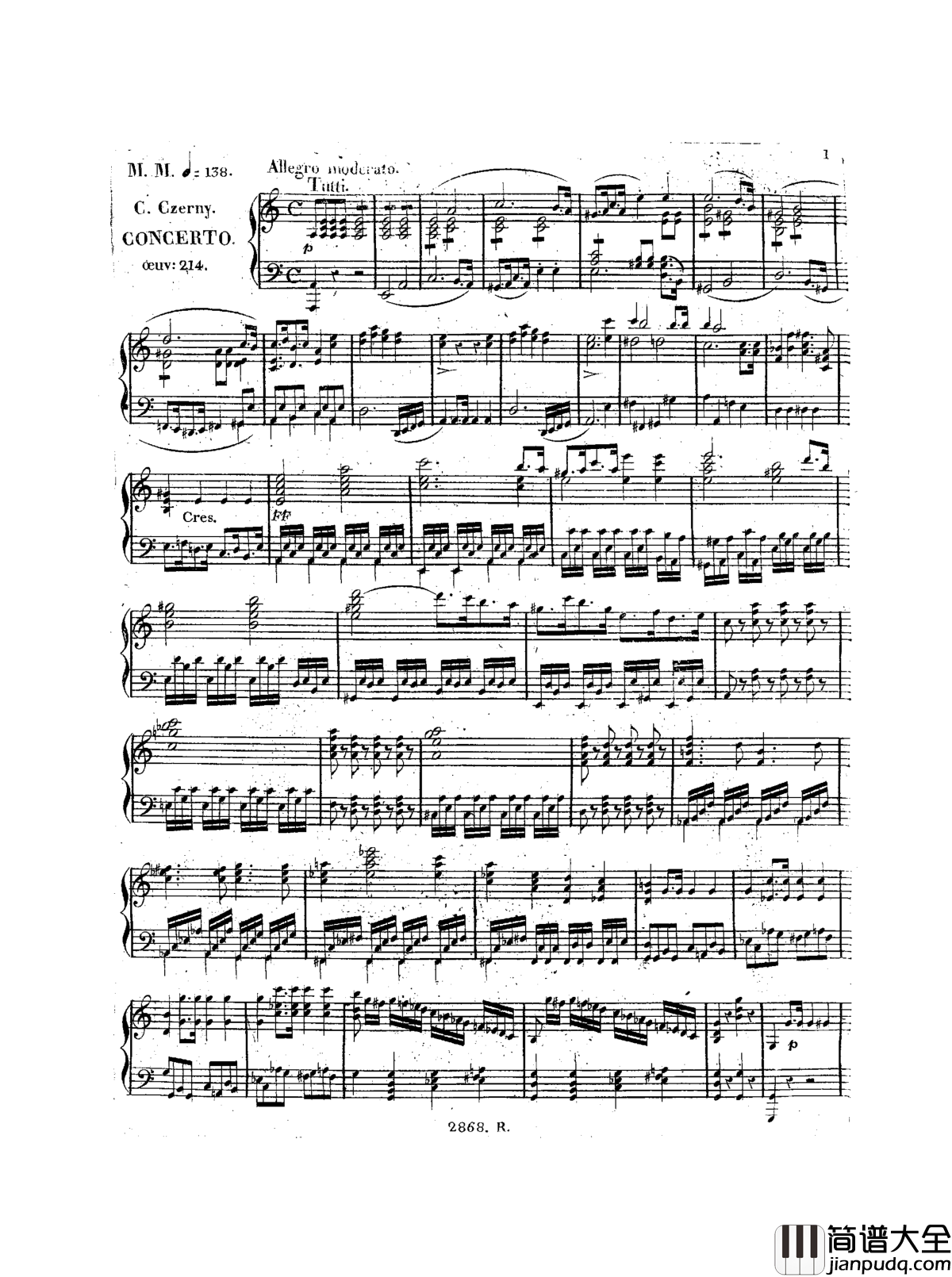 a小调钢琴协奏曲__Op.214钢琴谱_车尔尼_Czerny