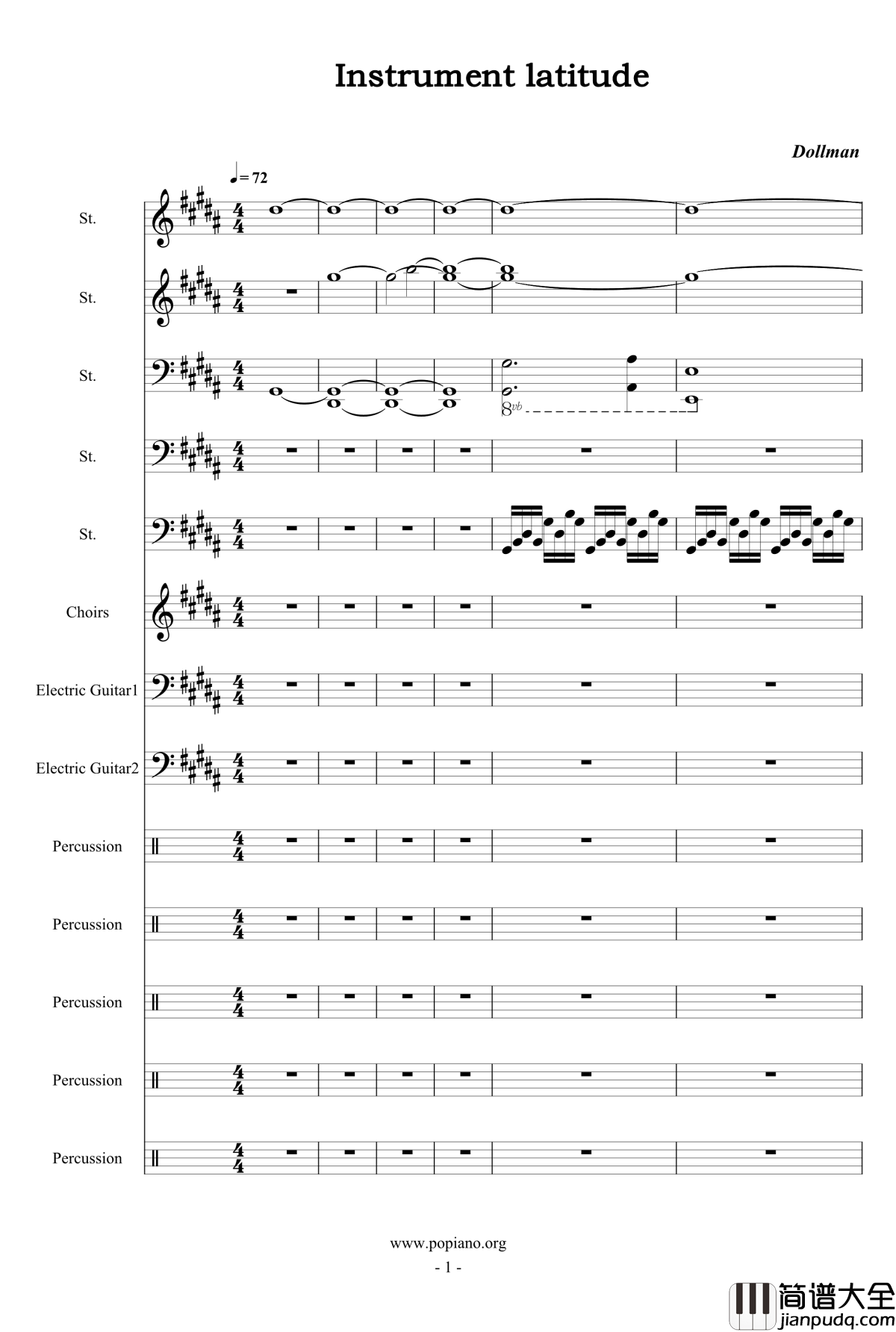 Instrument_latitude钢琴谱_Dollman
