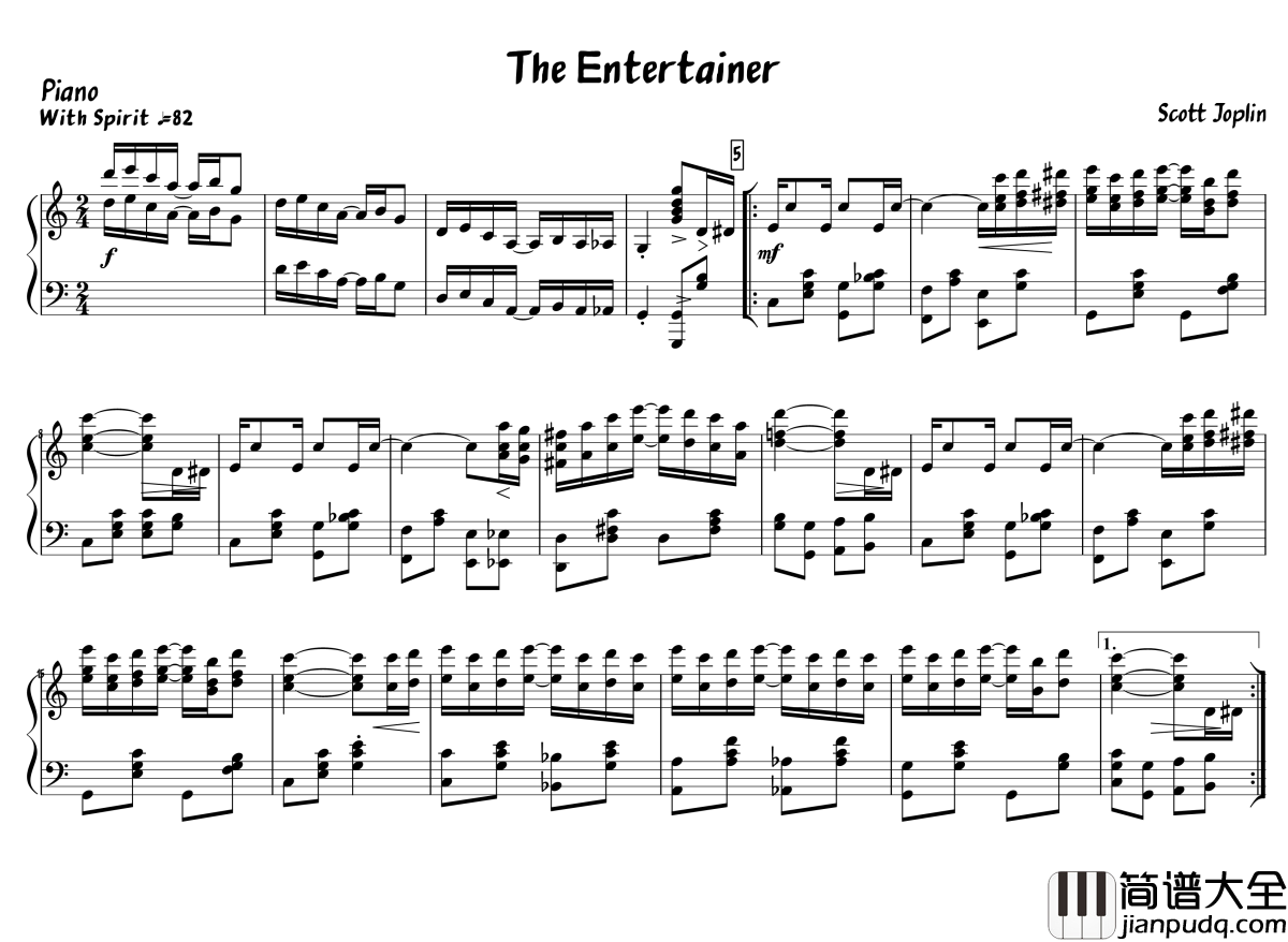 The_Entertainer钢琴谱_Scott_Joplin