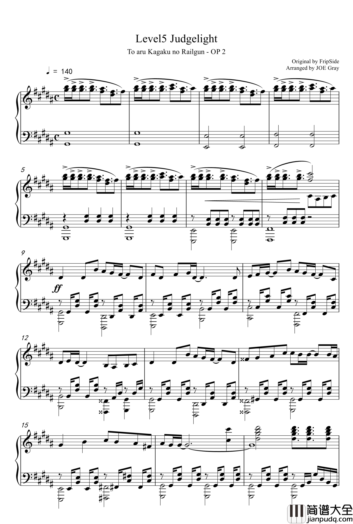 Level5_Judgelight钢琴谱__とある科学の超電磁砲_OP_2_TV_Size