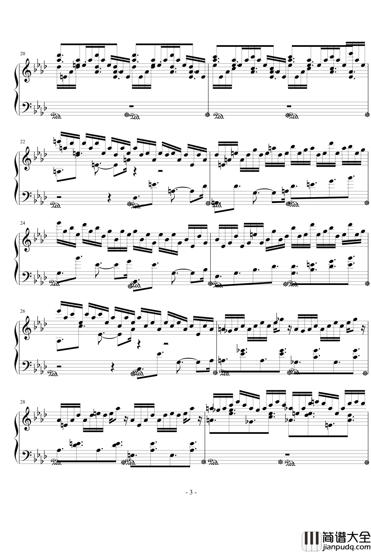 初雪钢琴谱_yebeiyu