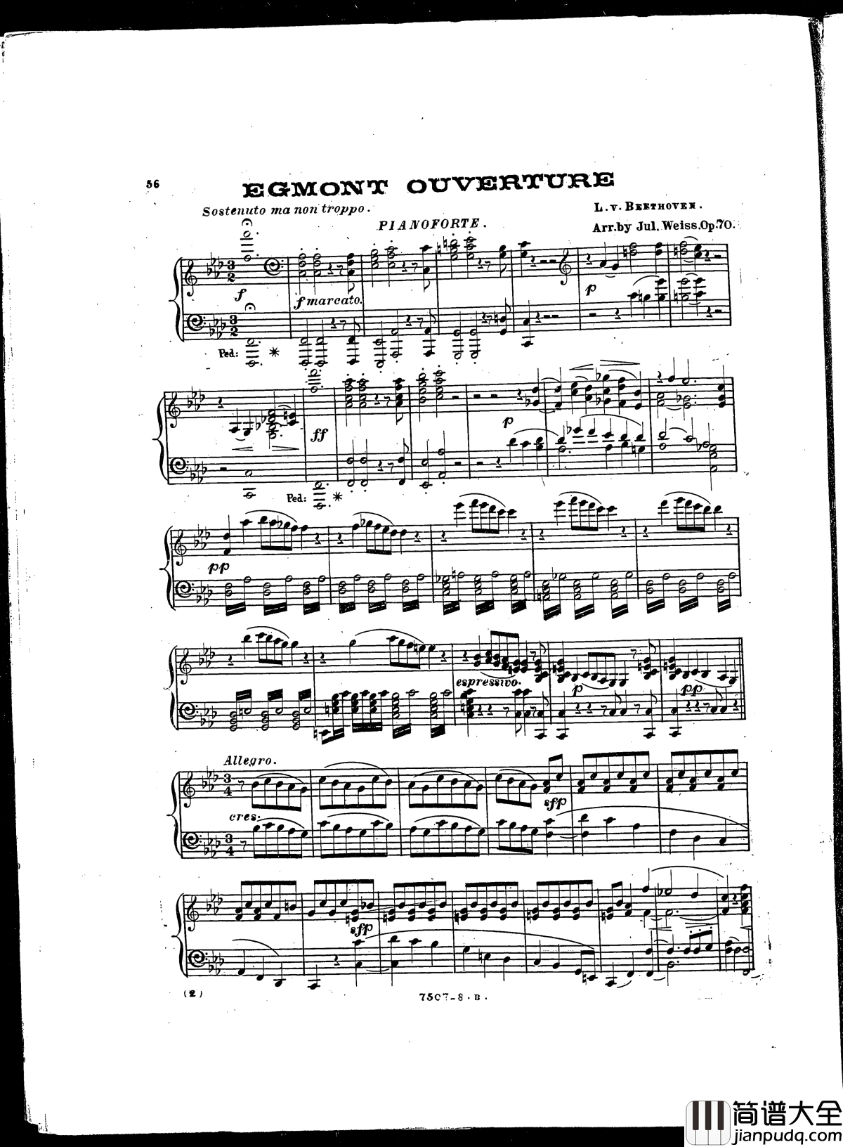 埃格蒙特序曲__Op.84钢琴谱_贝多芬_beethoven
