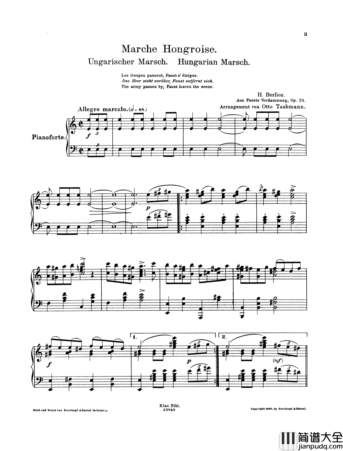 拉科西进行曲_Op.24钢琴谱_柏辽兹