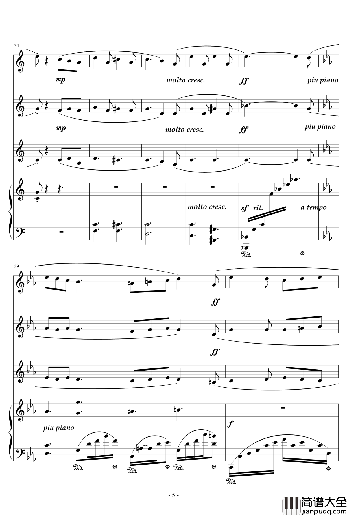 无词歌No.1钢琴谱_天籁传声