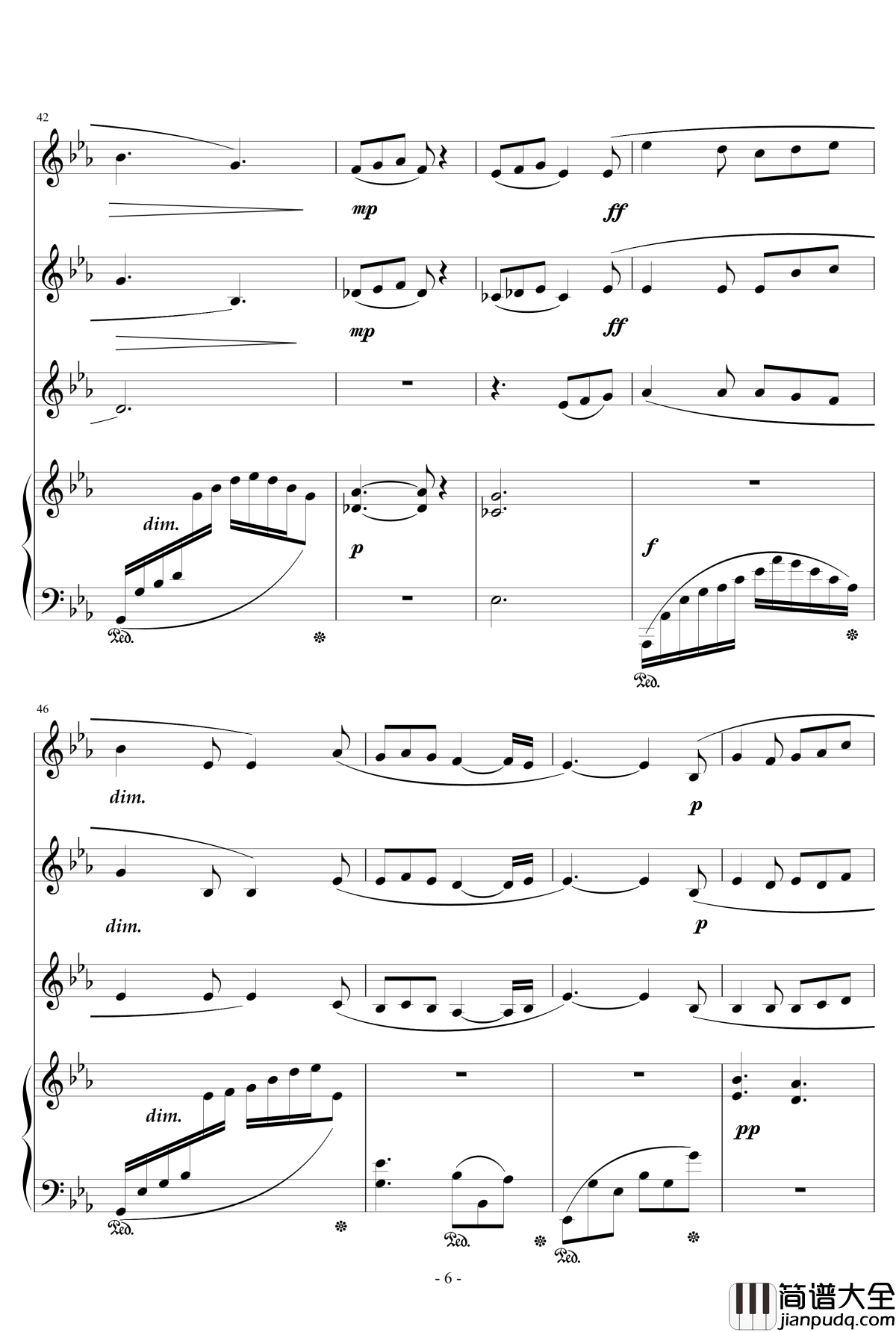 无词歌No.1钢琴谱_天籁传声