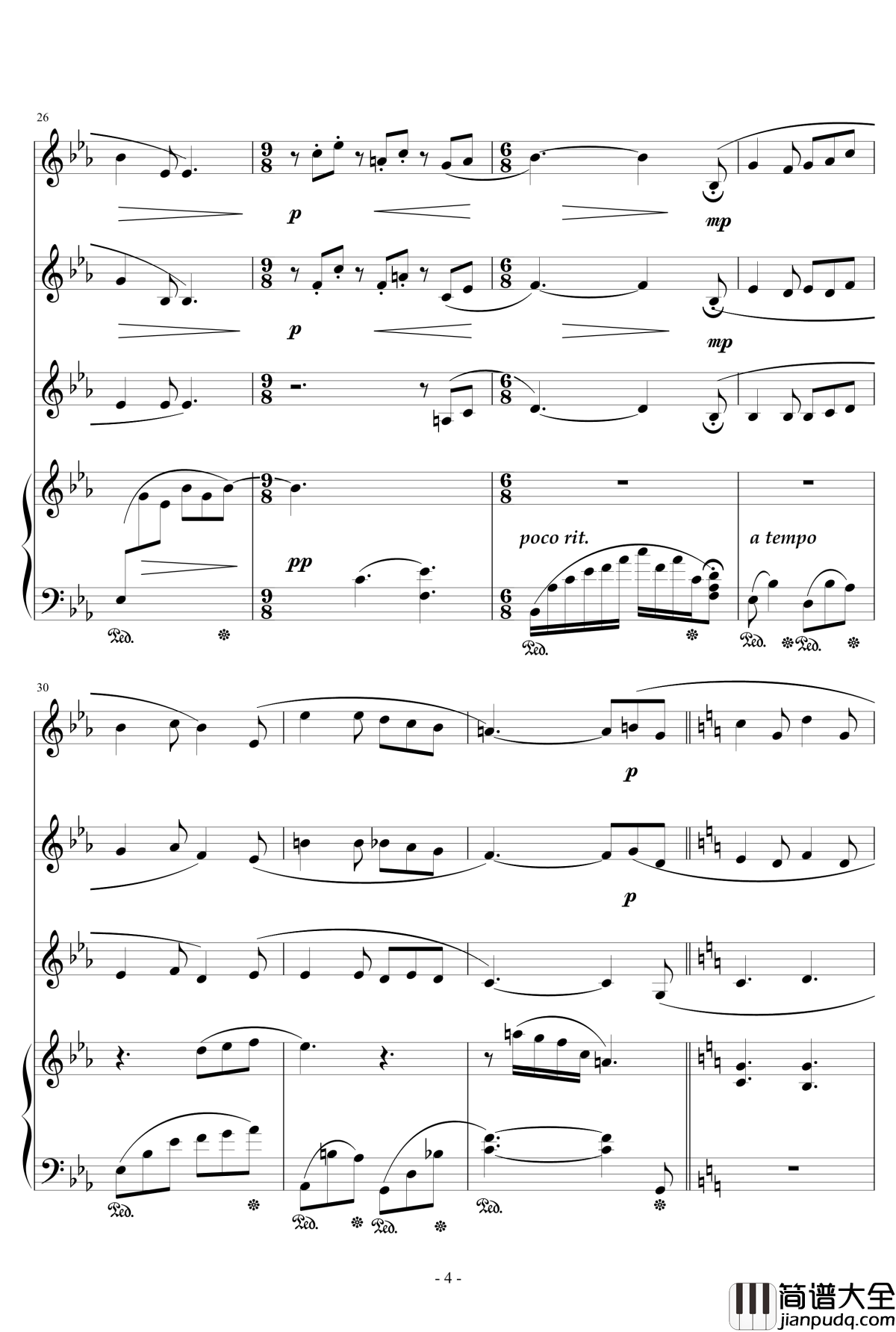 无词歌No.1钢琴谱_天籁传声