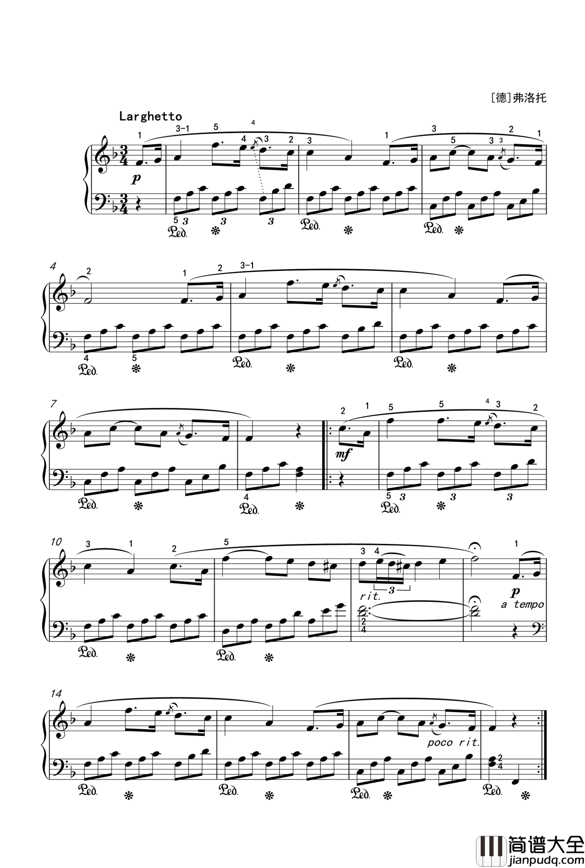 夏日里最后的玫瑰钢琴谱_钢琴二级_世界名曲