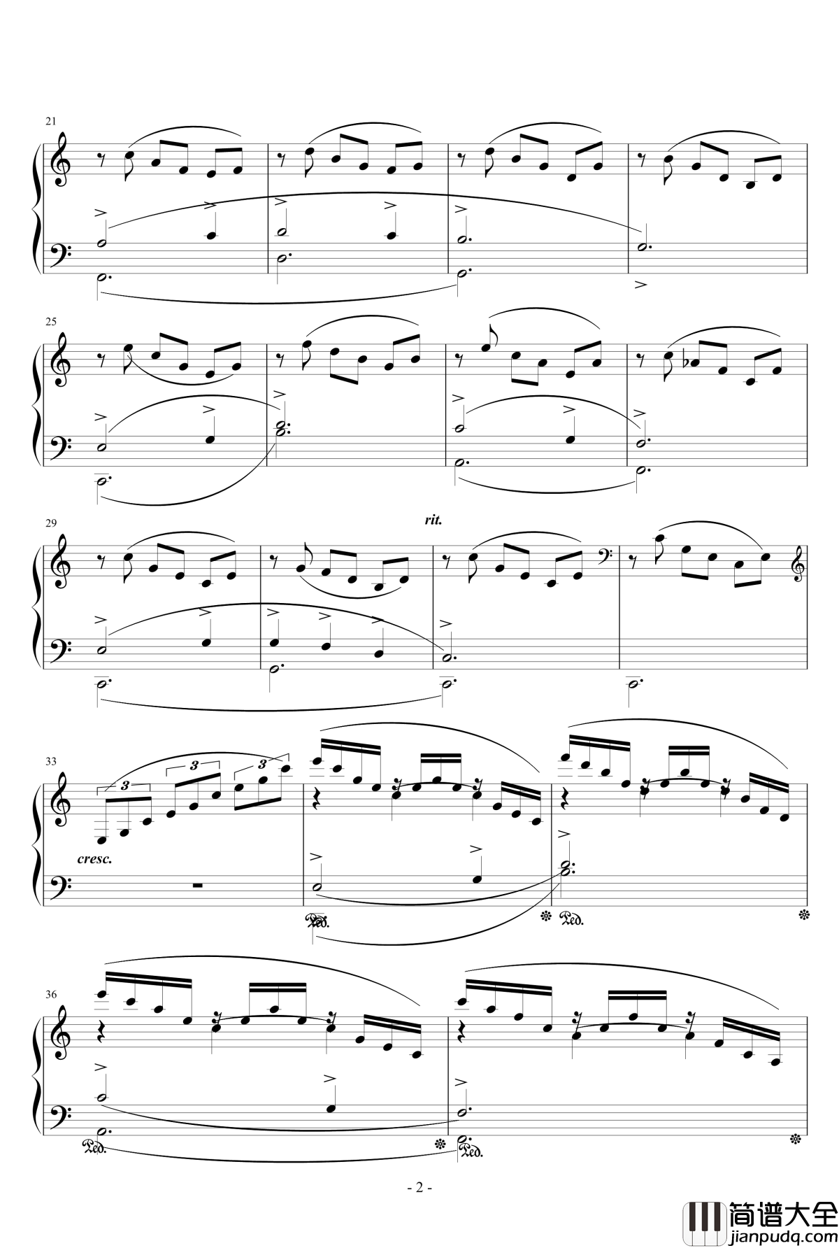 雪绒花钢琴谱_世界名曲