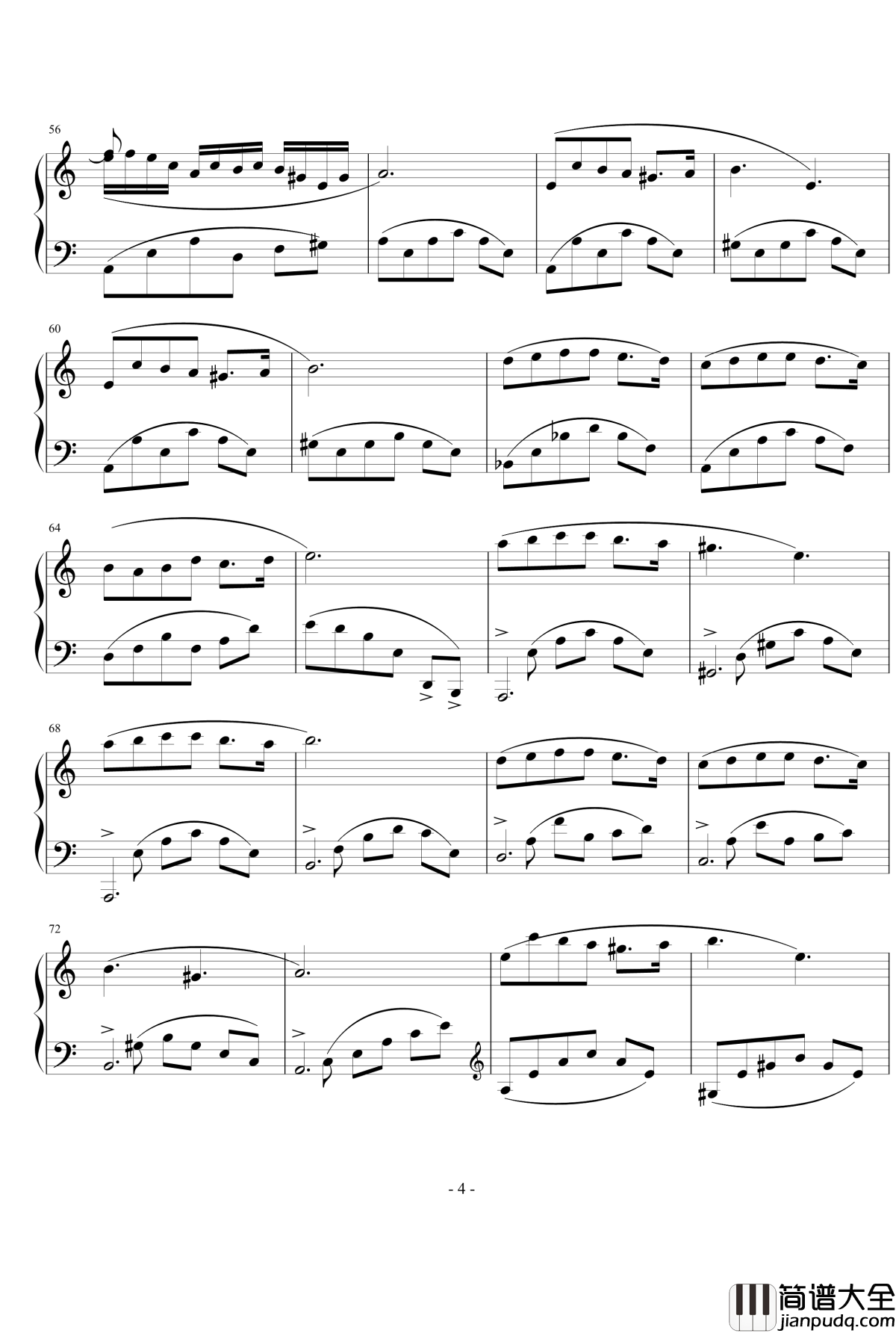 无词歌钢琴谱_yebeiyu