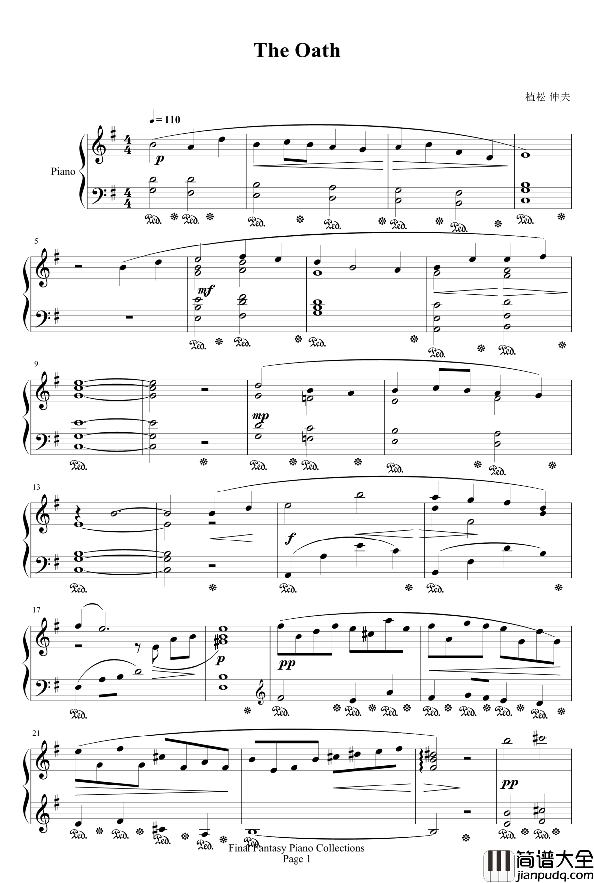 The_Oath钢琴谱_最终幻想