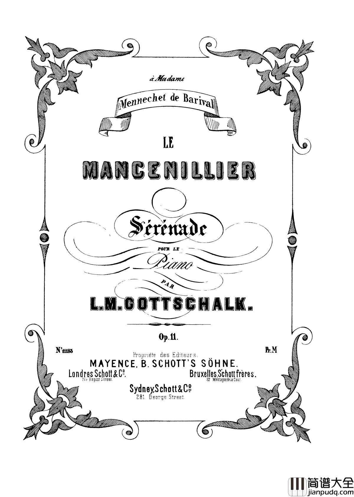 西印度小夜曲_Op.11钢琴谱_戈特沙尔克