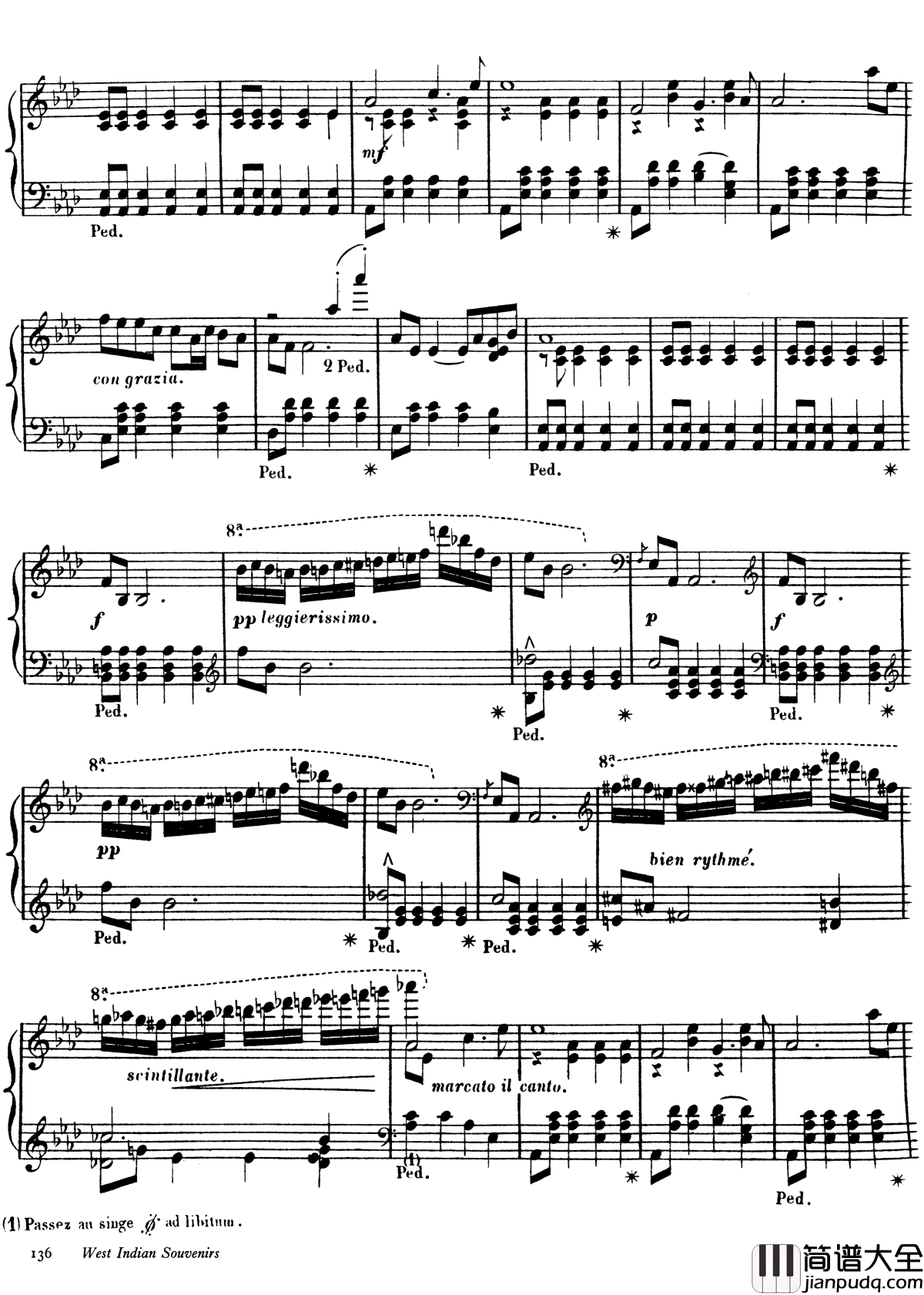 西印度小夜曲_Op.11钢琴谱_戈特沙尔克