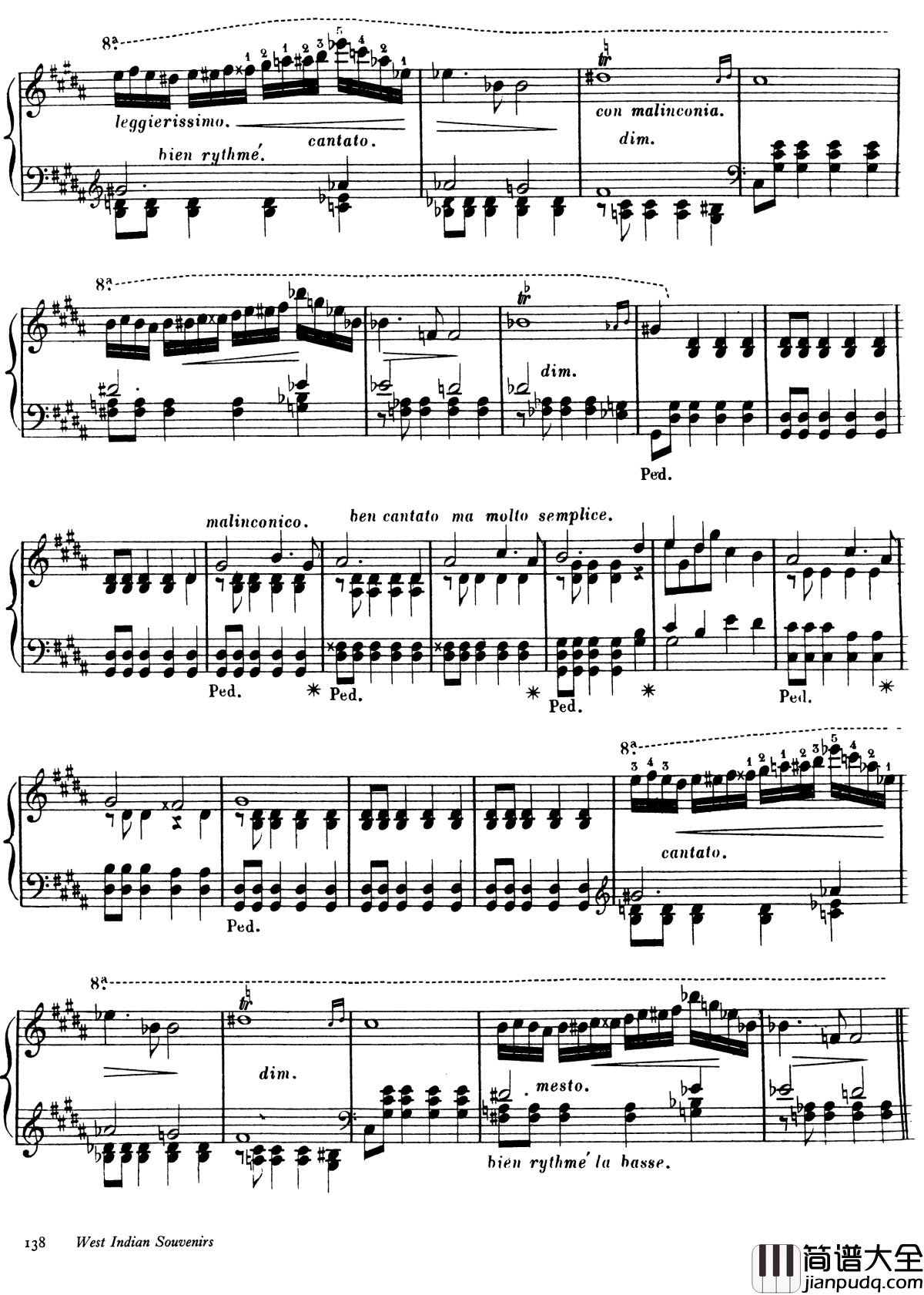 西印度小夜曲_Op.11钢琴谱_戈特沙尔克