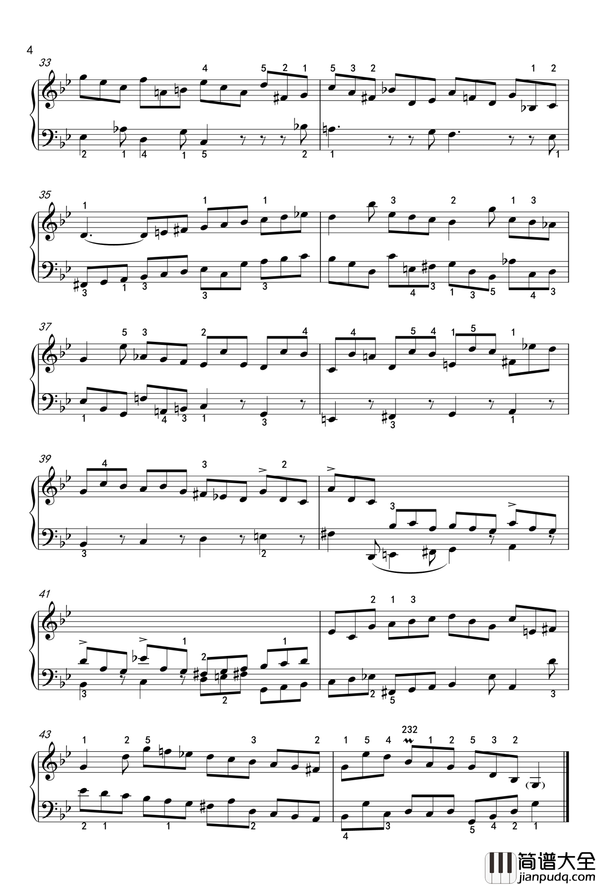 吉格舞曲钢琴谱_英国组曲_BWV_808_7_巴赫_P.E.Bach