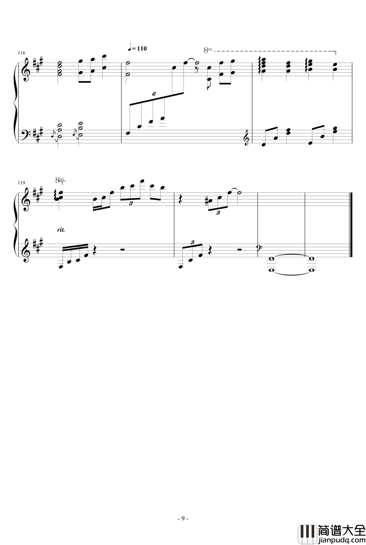 飘上月球_不死之烟钢琴谱_触手猴