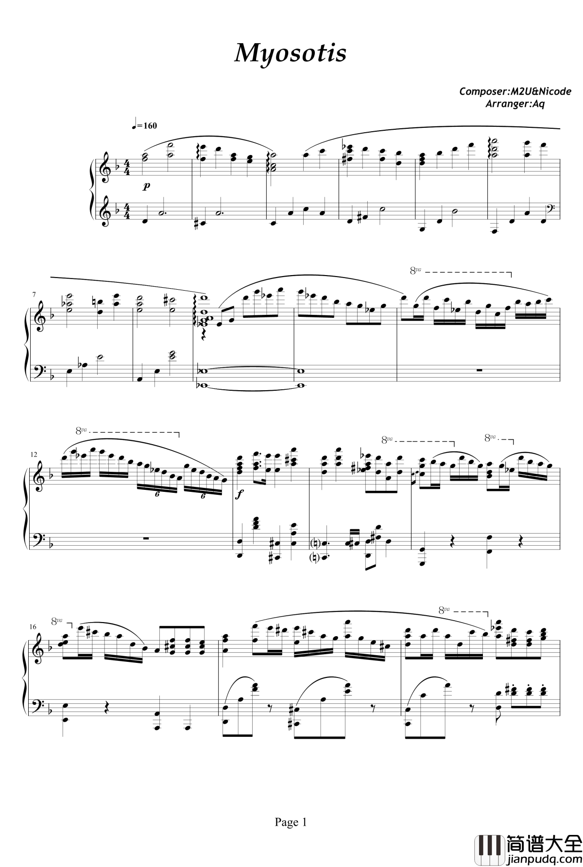 Myosotis钢琴谱_Deemo