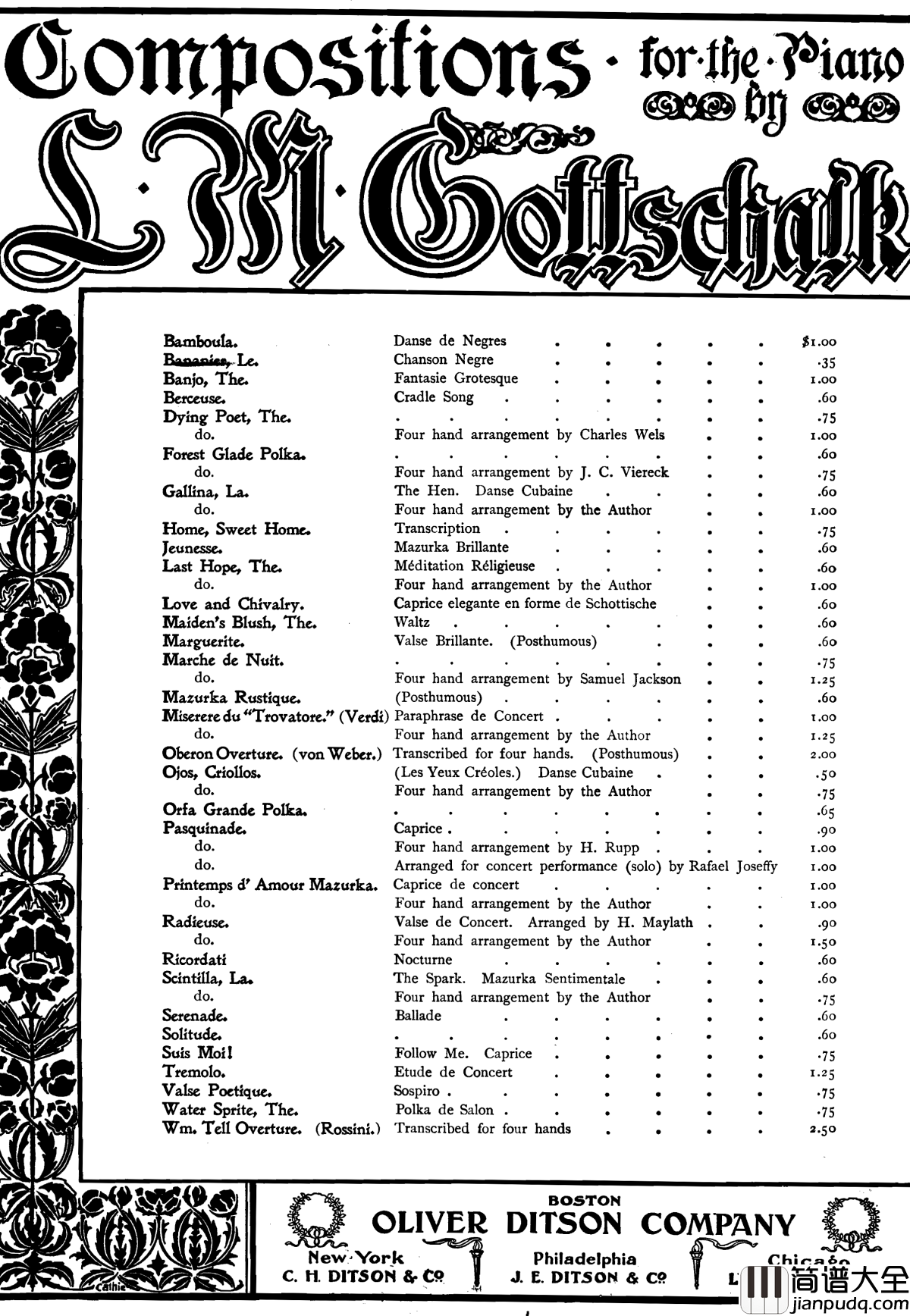 黑人香蕉舞Op.5钢琴谱_戈特沙尔克