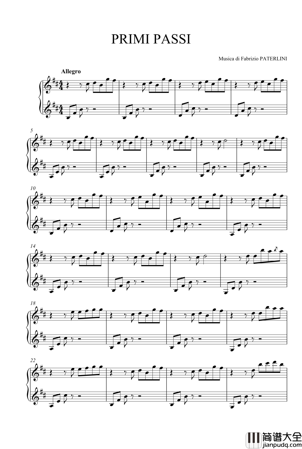 Primi_passi钢琴谱_Fabrizio_Paterlini