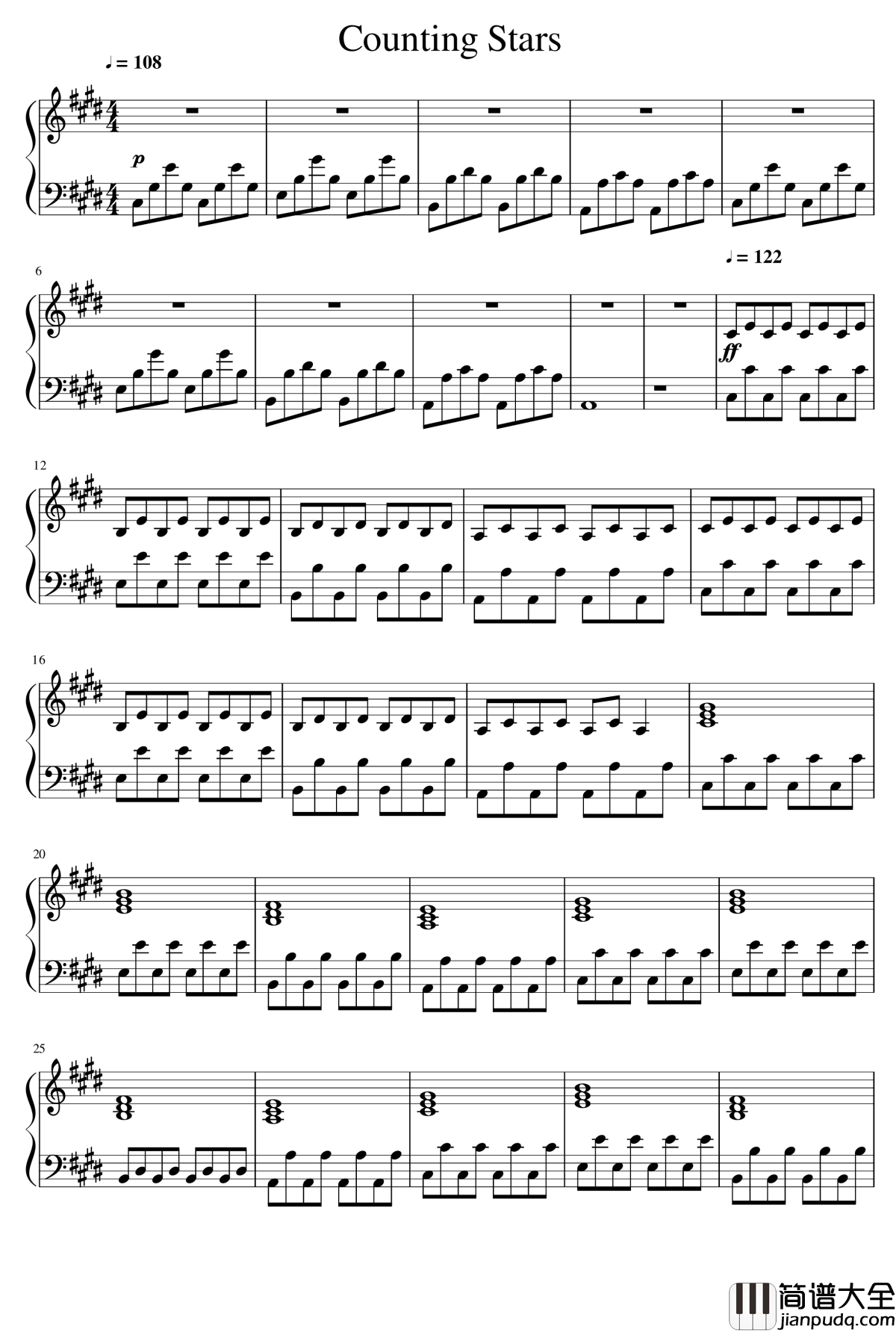 Counting_Stars钢琴谱_Onerepublic