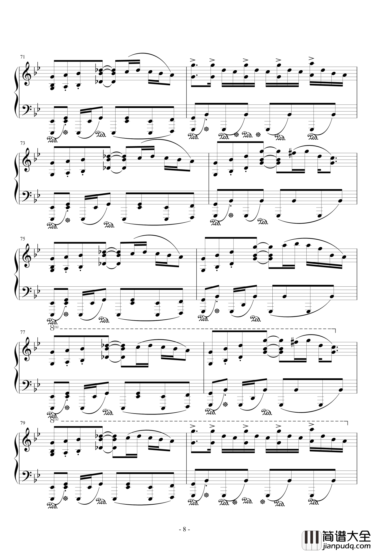 幻想游戏_雅钢琴谱_天空的格林尼治_触手猴