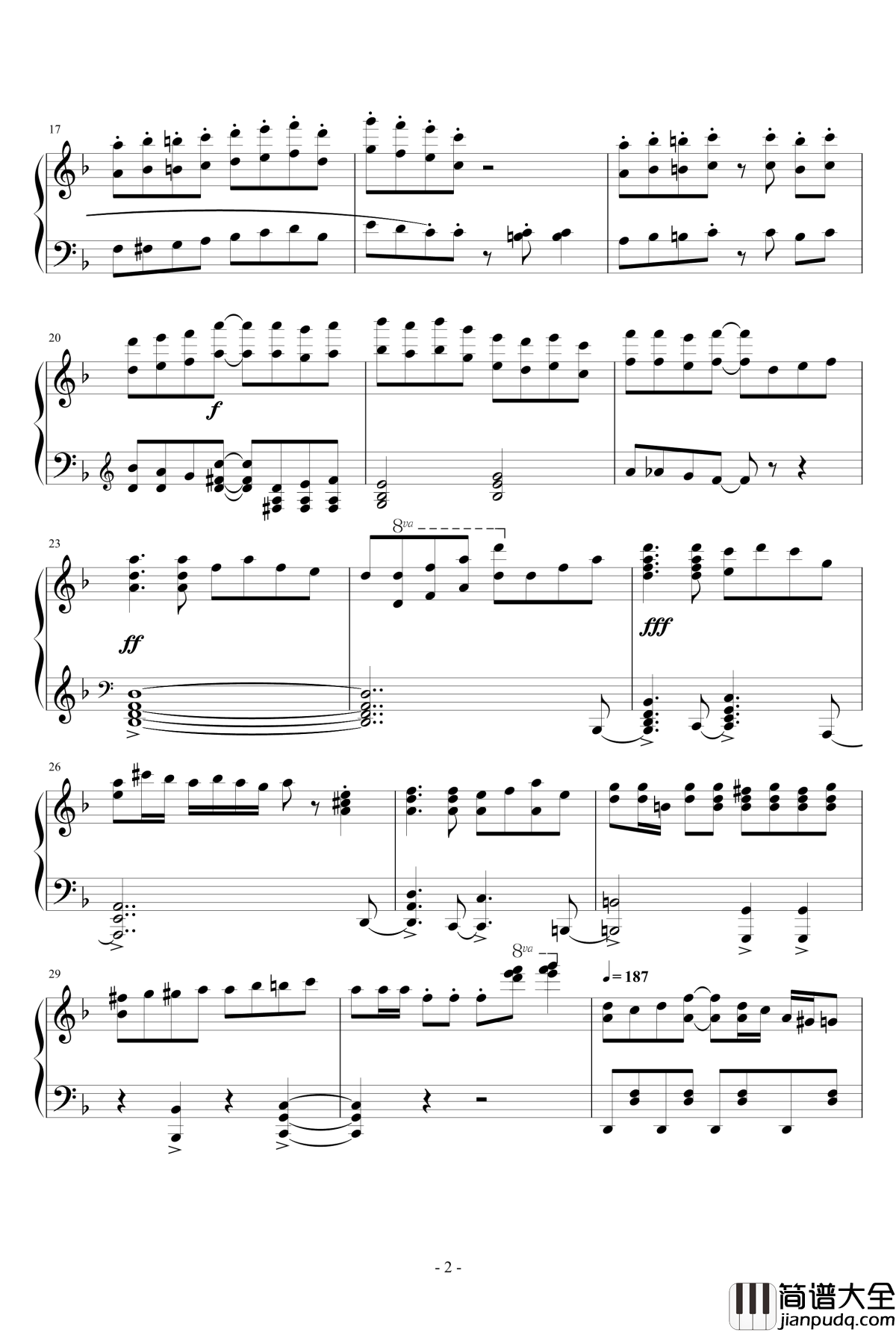 琪露诺的完美算术教室_钢琴谱重弹版_触手猴