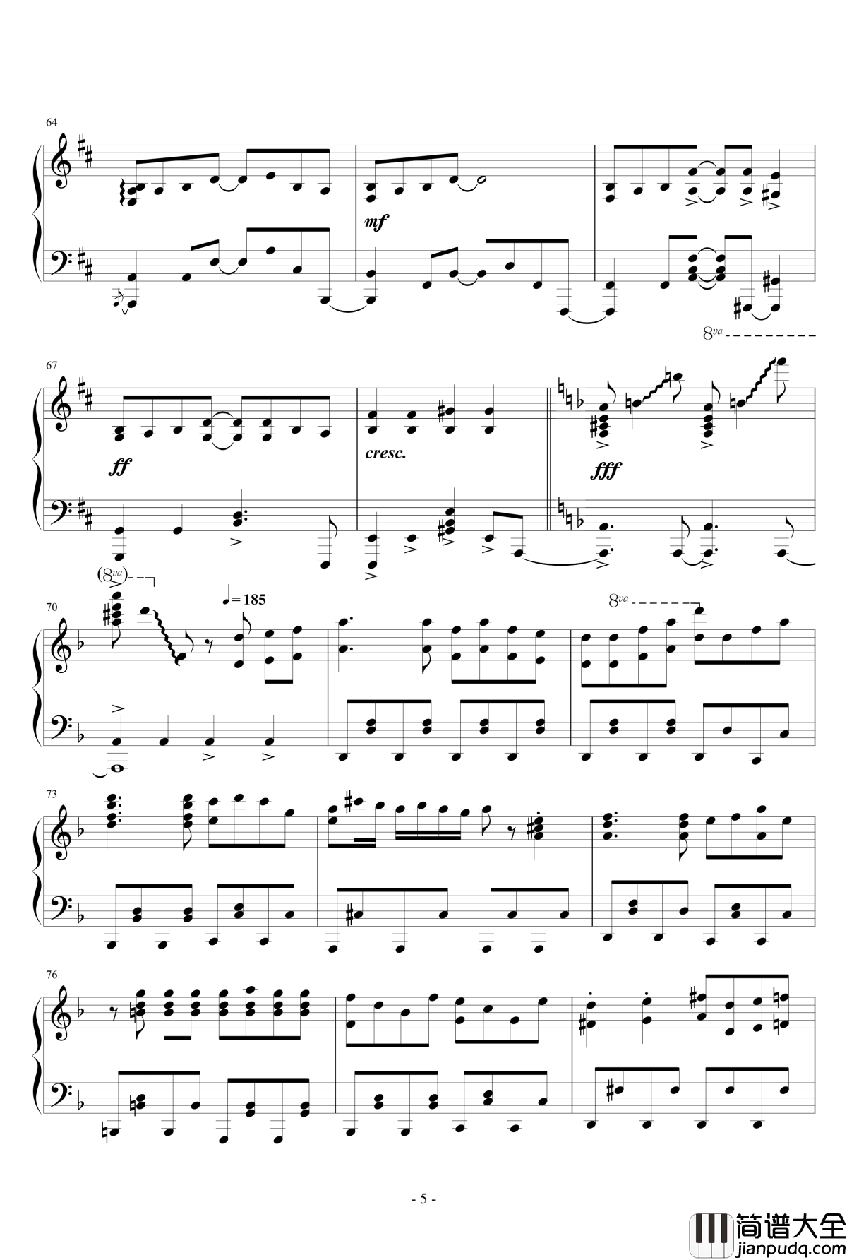 琪露诺的完美算术教室_钢琴谱重弹版_触手猴